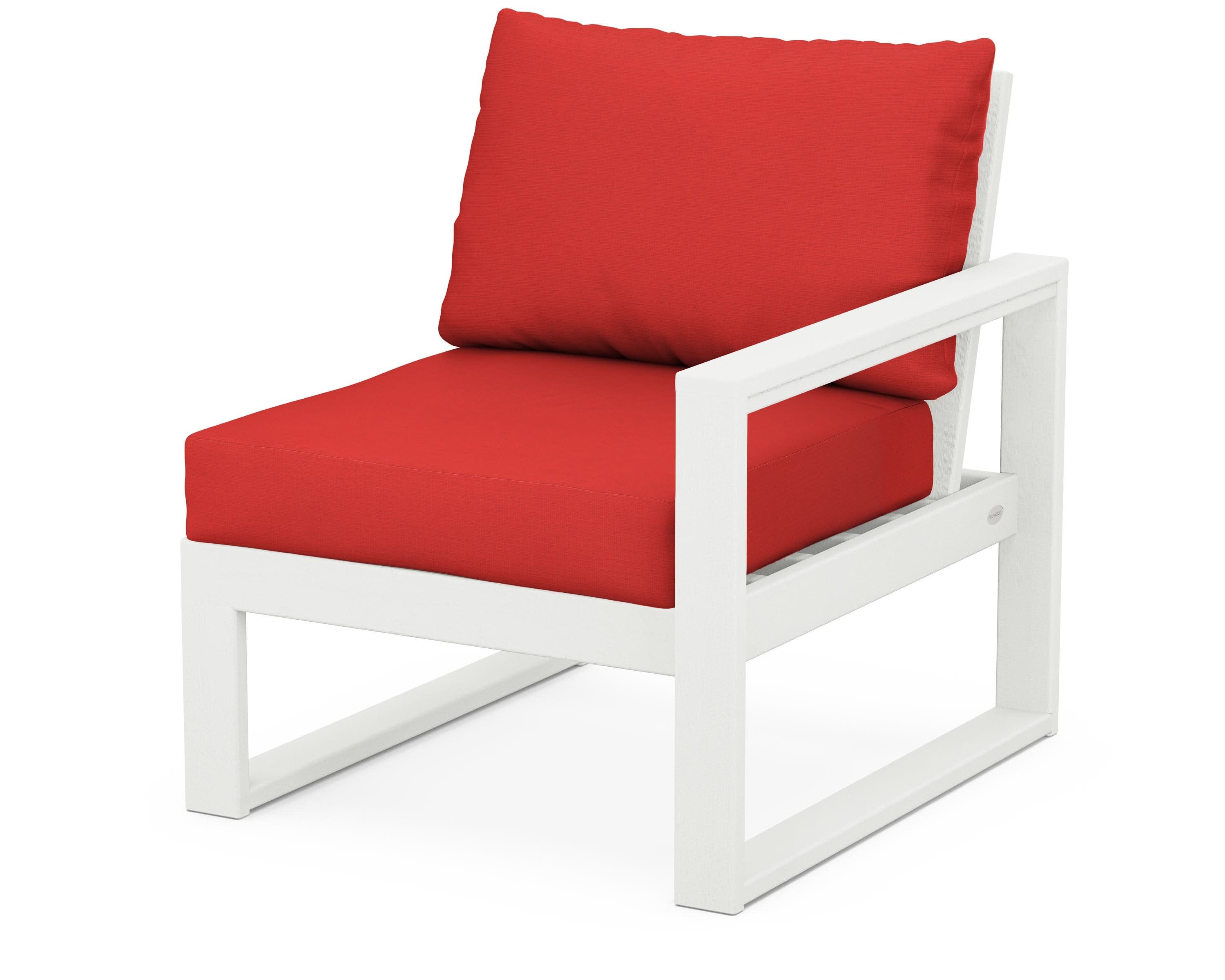 EDGE Modular Right Arm Chair in Vintage White / Crimson Linen