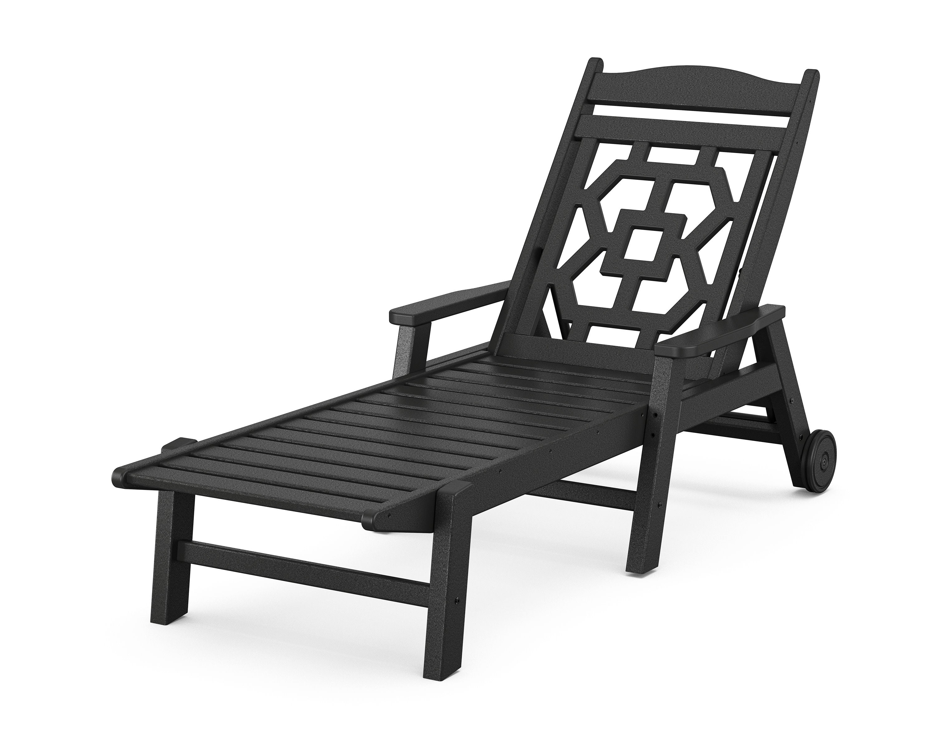 Chinoiserie Chaise Lounge in Black