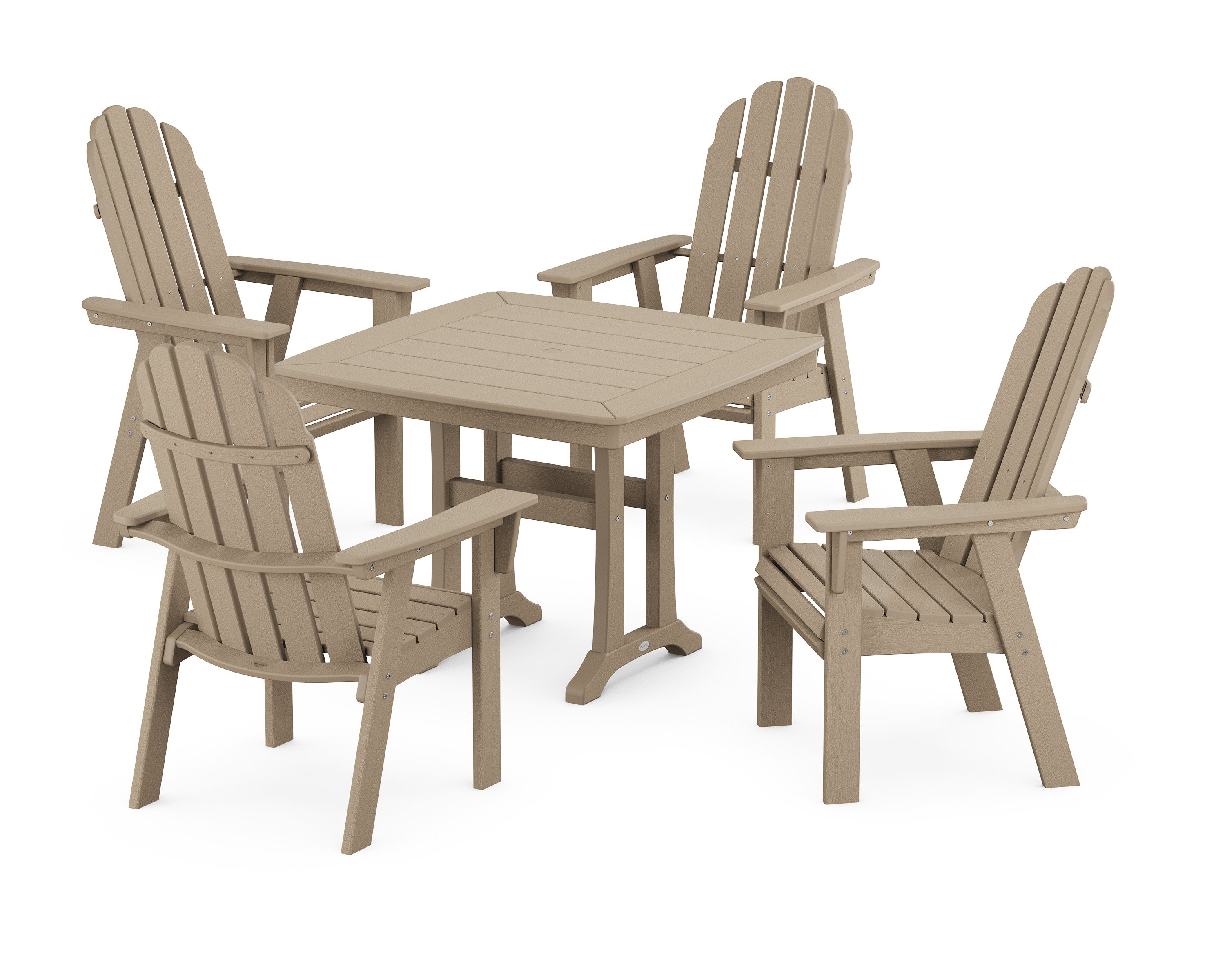 Vineyard Adirondack 5-Piece Dining Set with Trestle Legs in Vintage Sahara