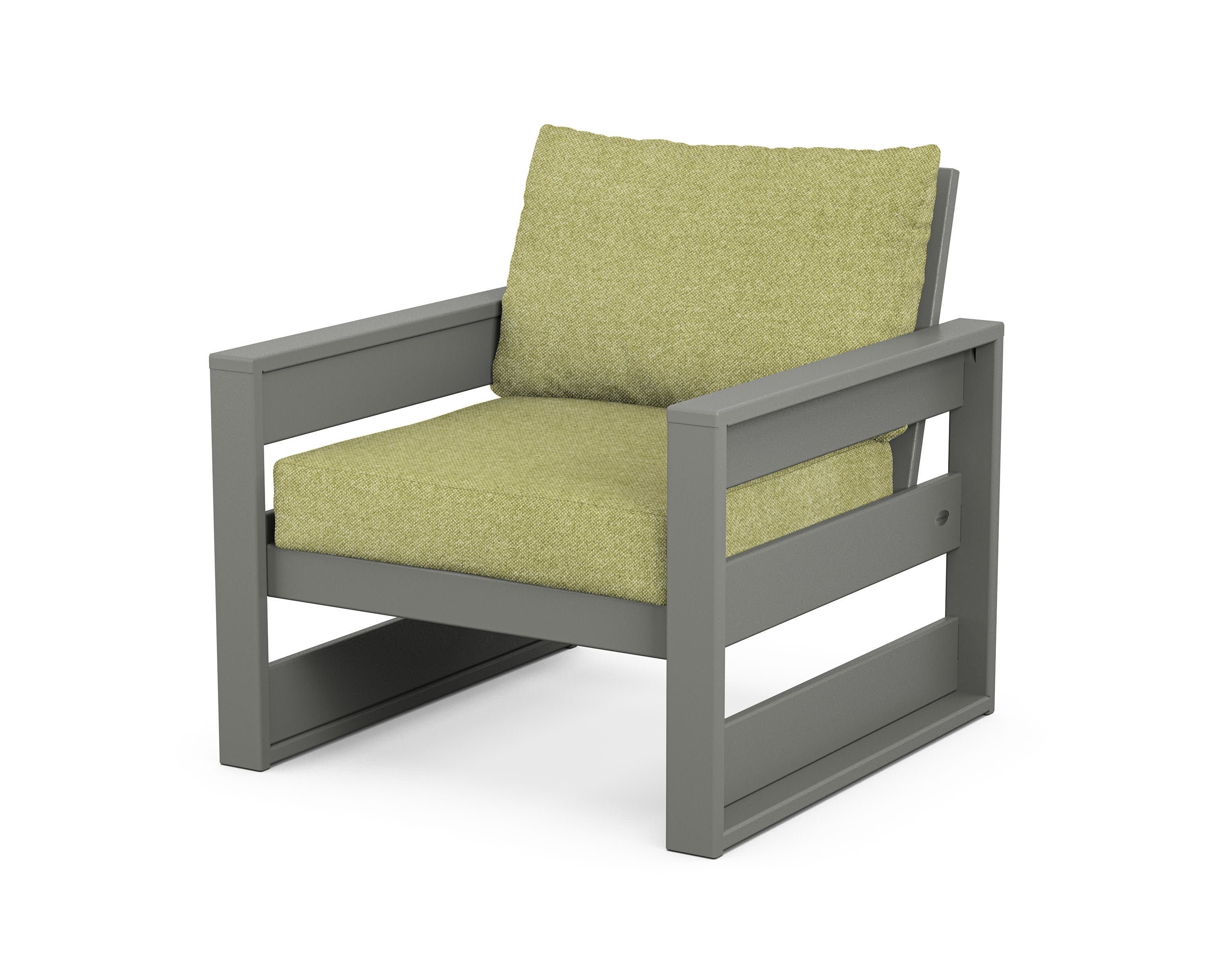 Westport Club Chair in Slate Grey / Chartreuse Boucle