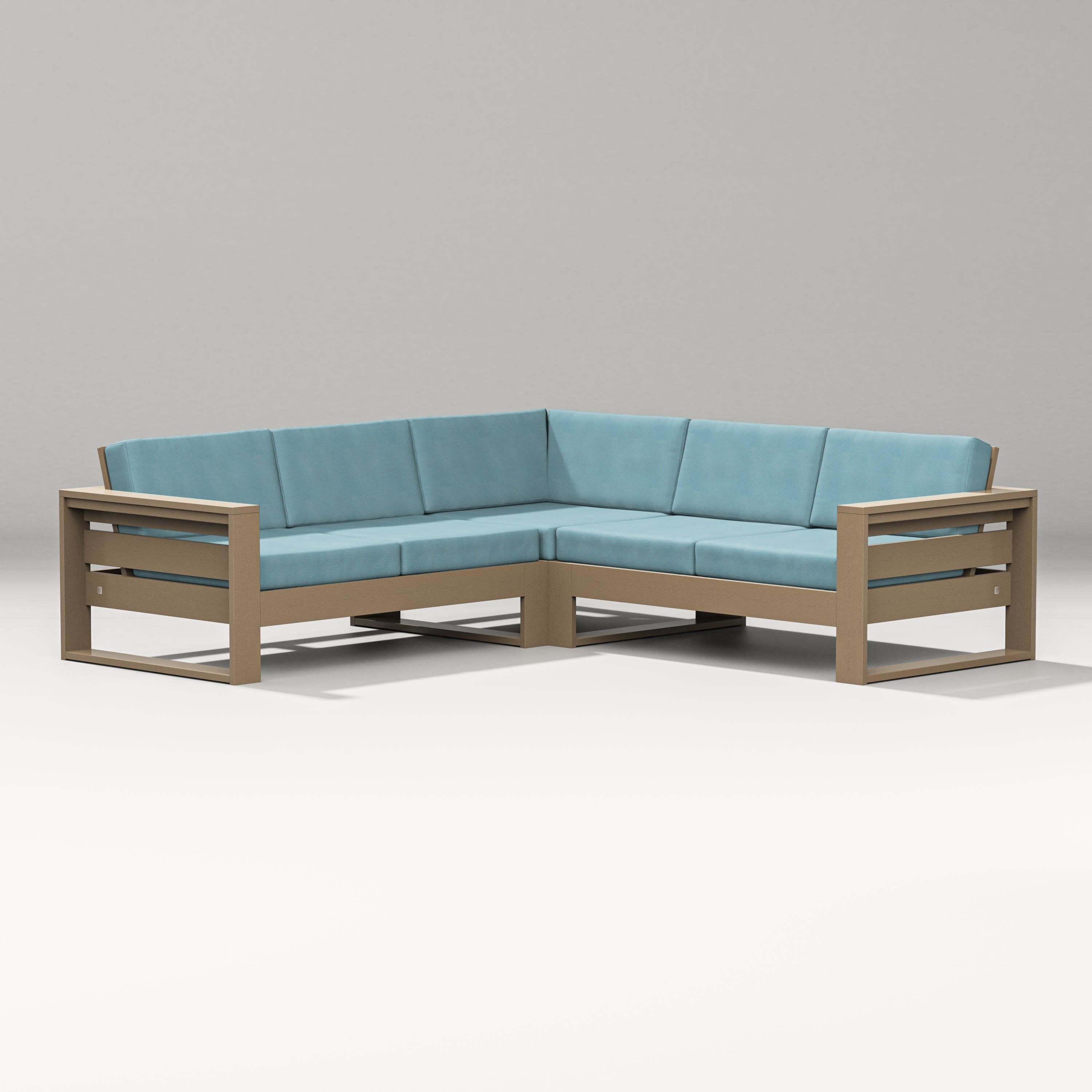 Latitude Corner Sectional in Vintage Sahara / Lattice Sky Blue