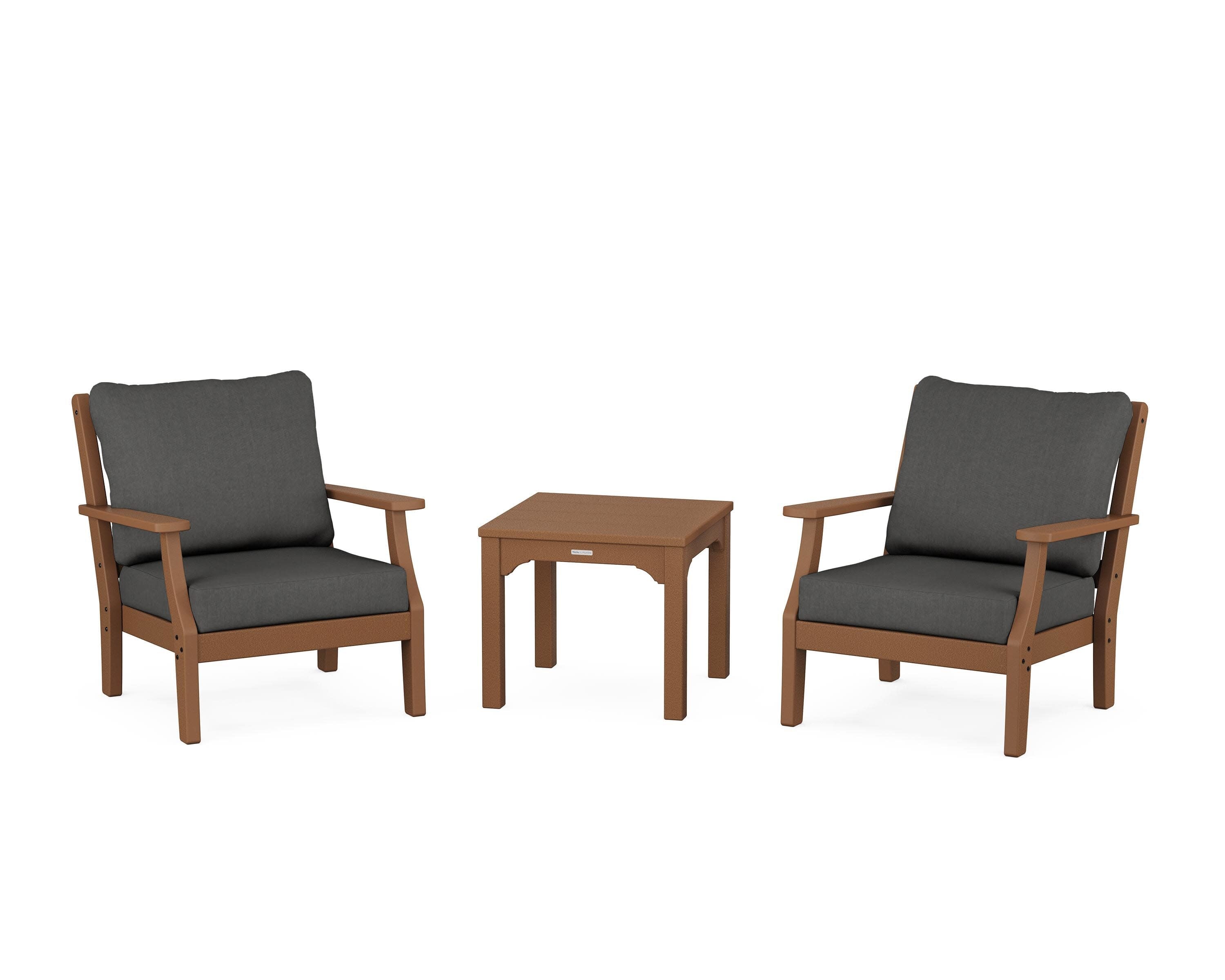 Chinoiserie 3-Piece Deep Seating Set in Teak / Spectrum Carbon