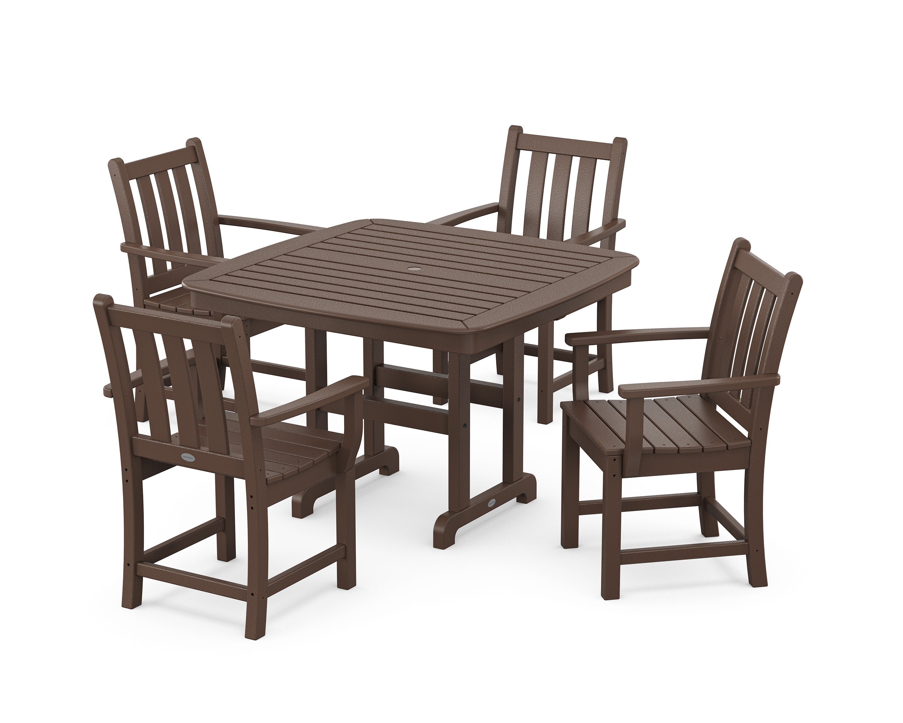 Traditional Garden 5-Piece Dining Set with Trestle Legs in Mahogany
