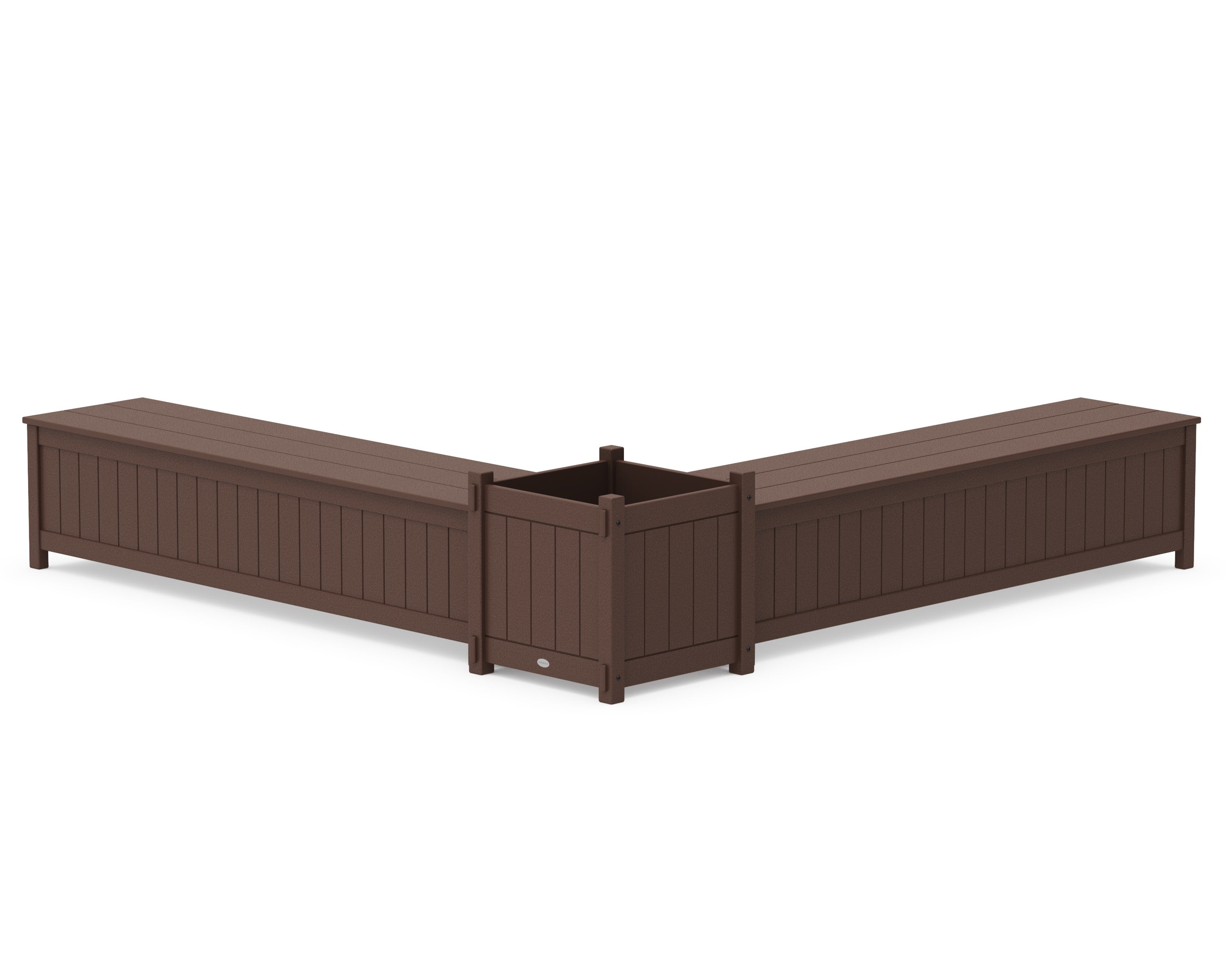72" Vineyard L- Shaped Planter Storage Bench Set- Large in Mahogany