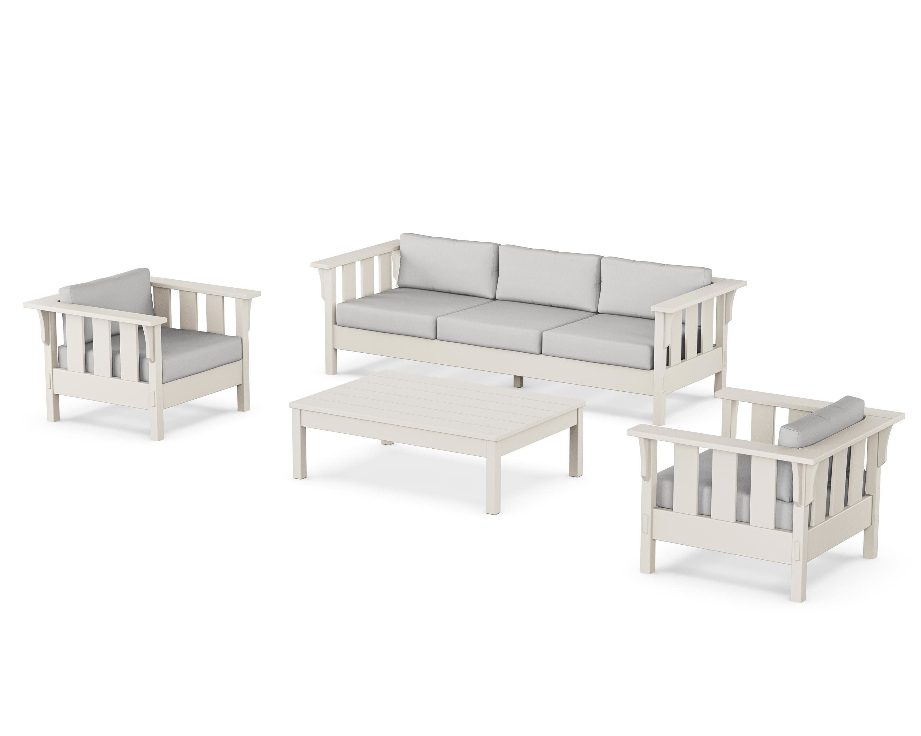 Acadia 4-Piece Deep Seating Set with Sofa in Sand / Diamond in the Rough