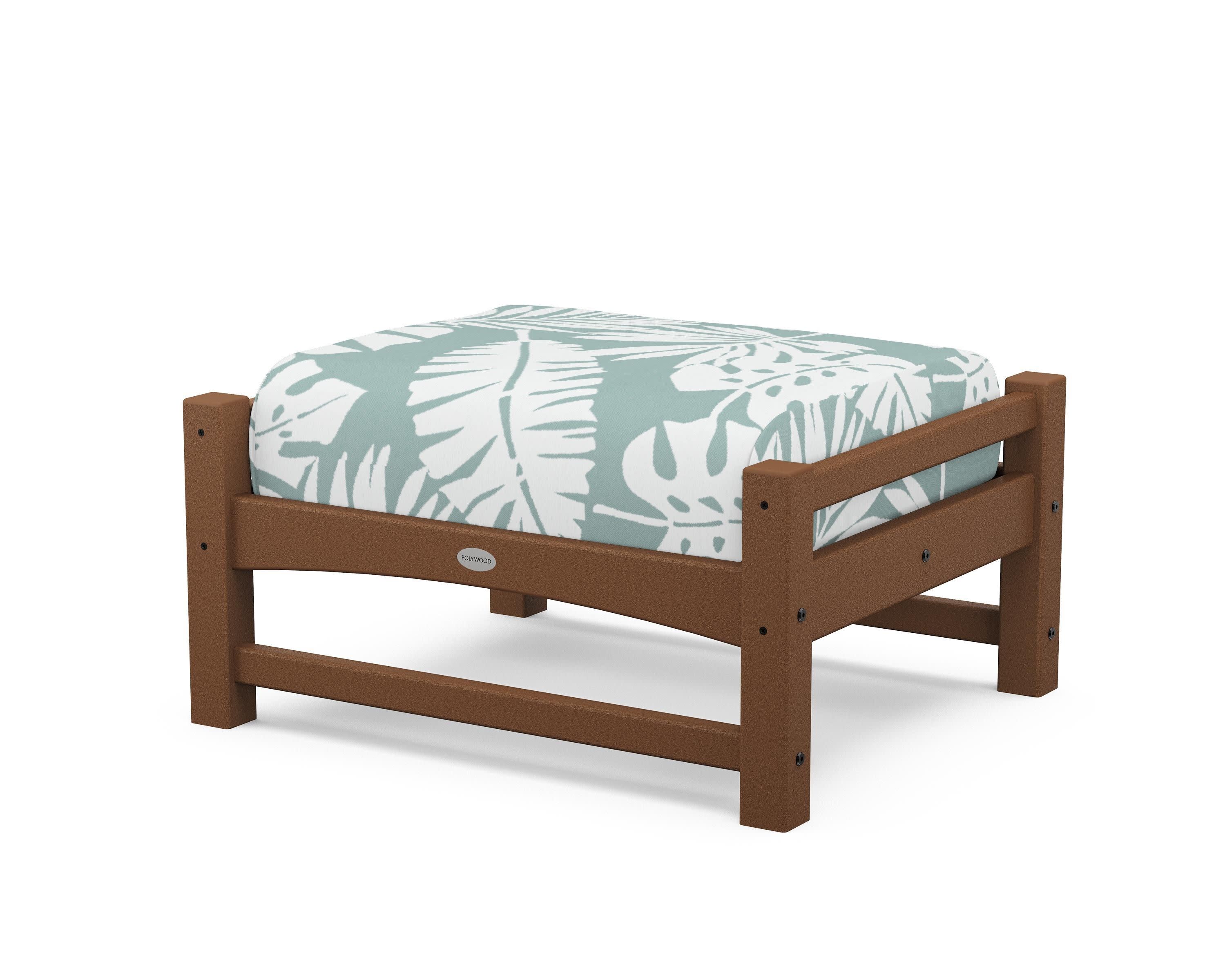 Club Ottoman in Teak / Leaf Glacier Spa