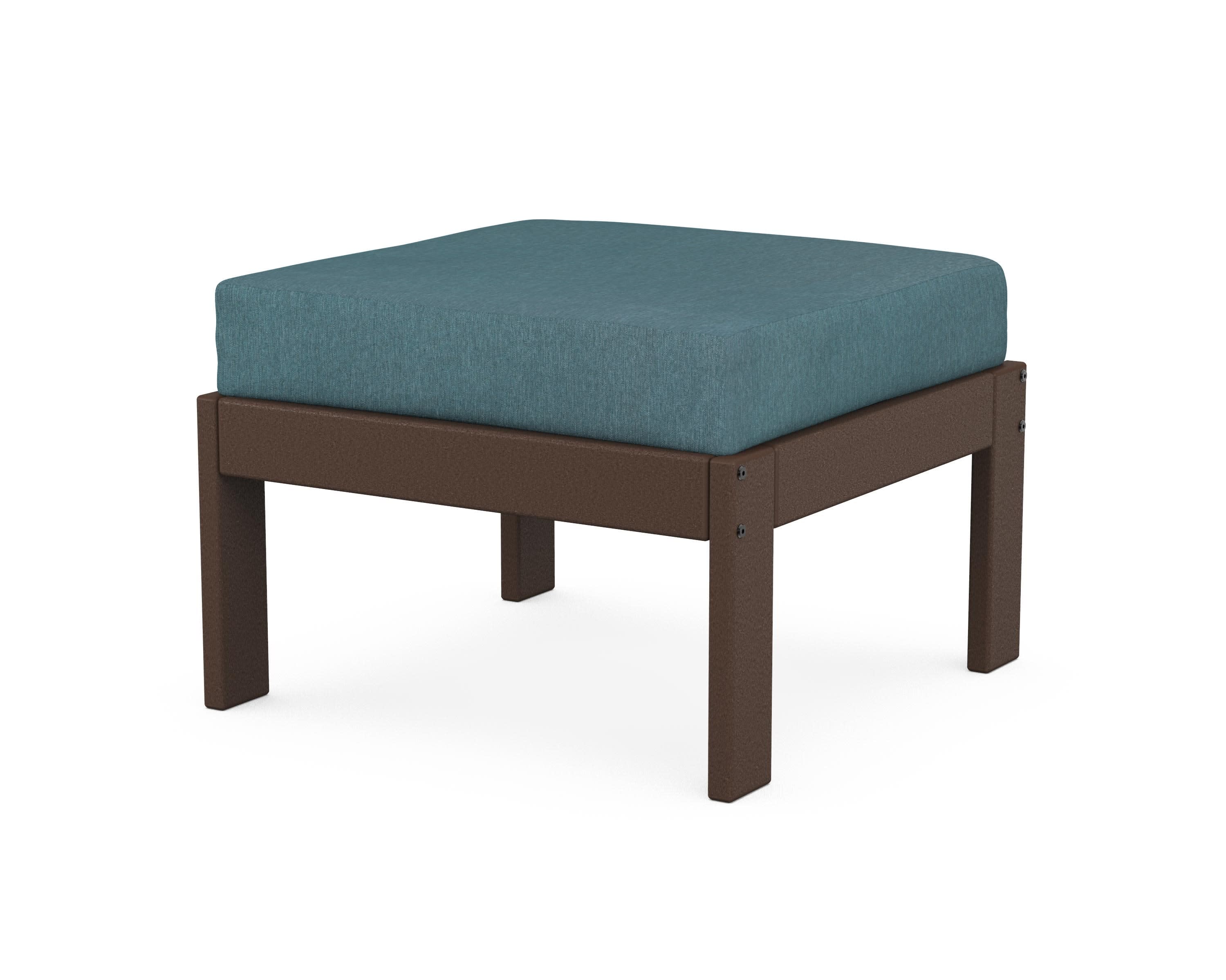 Vineyard Modular Ottoman in Mahogany / Ocean Teal