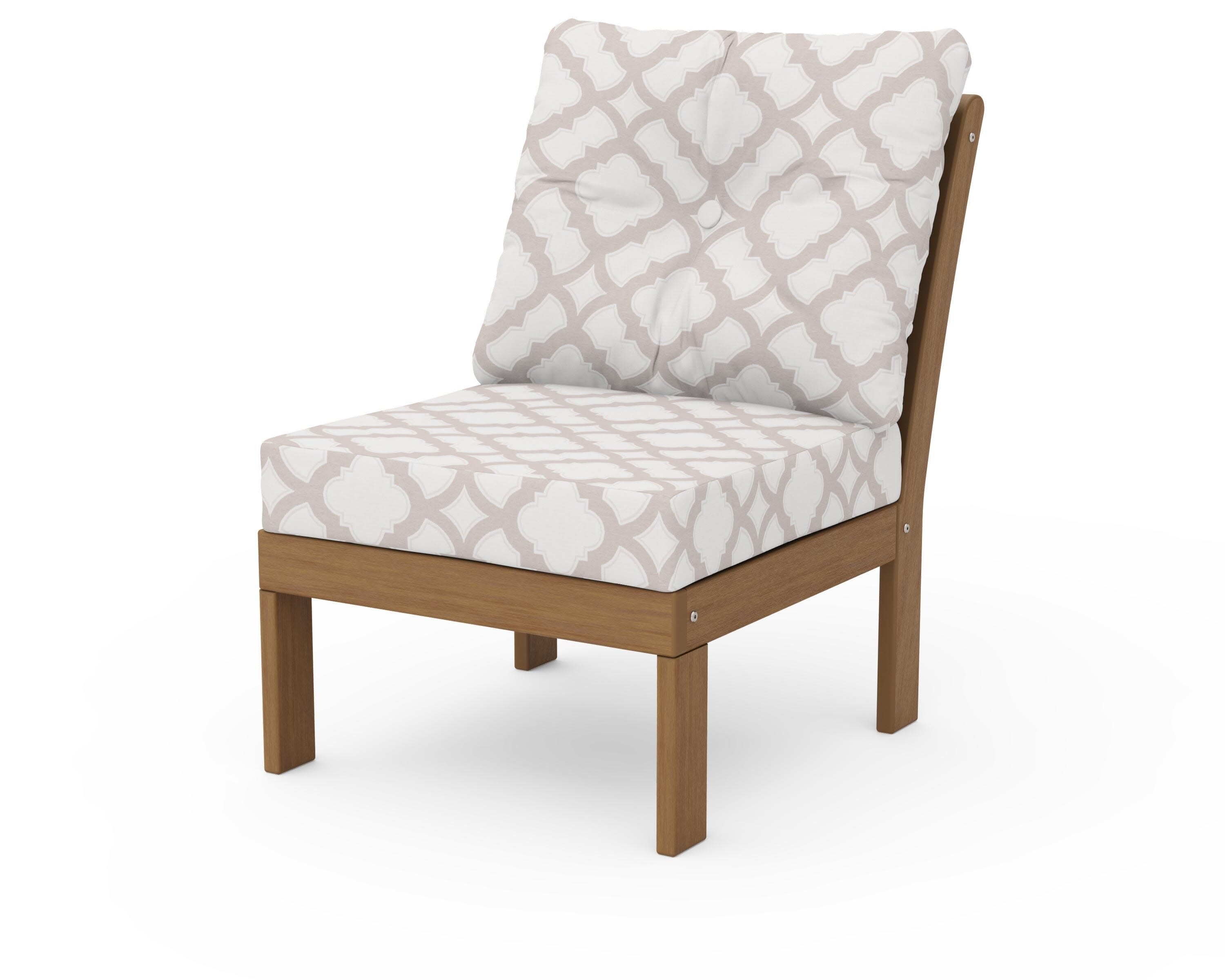 Vineyard Modular Armless Chair in Natural / Trellis Dune Burlap
