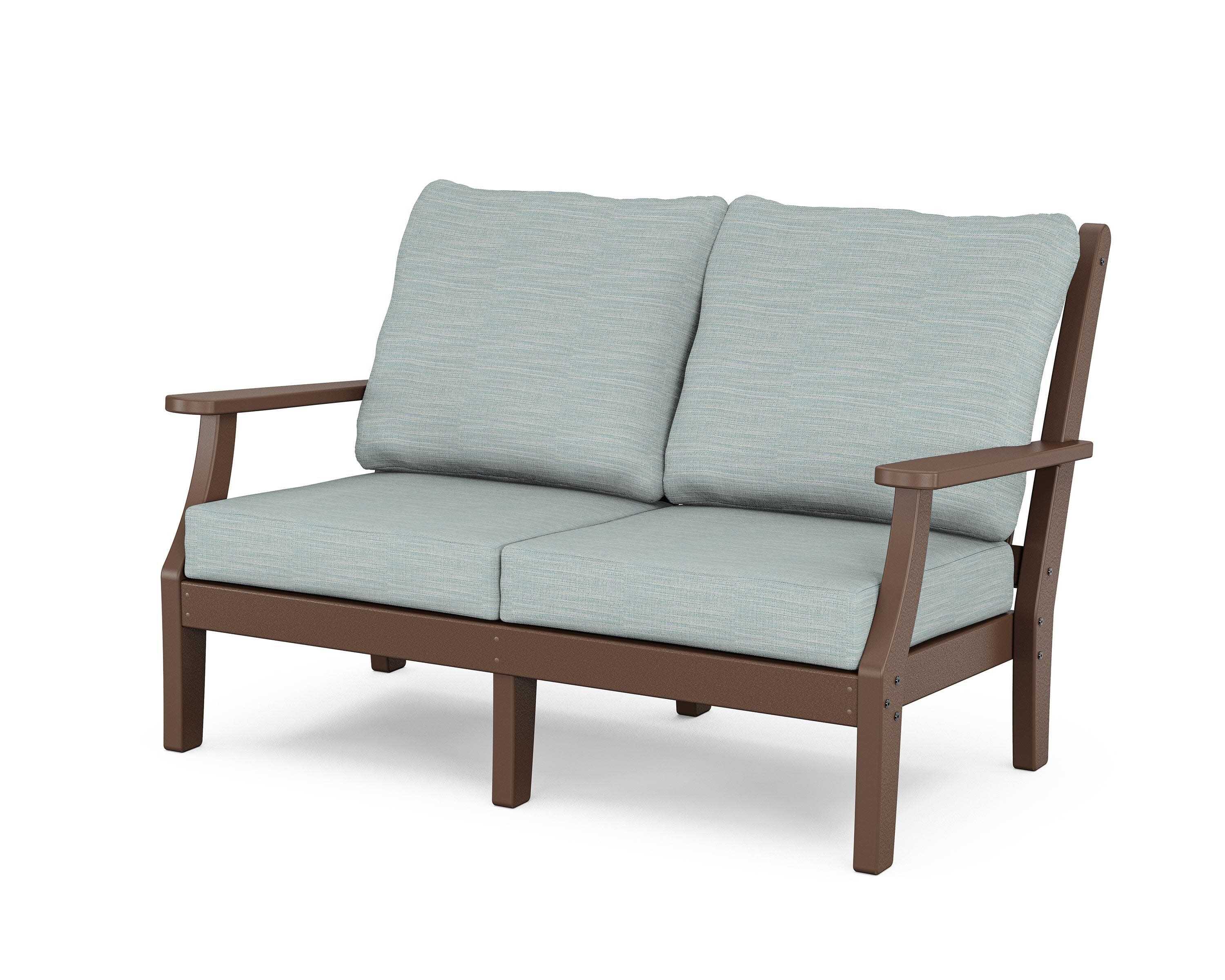 Wovendale Deep Seating Loveseat in Mahogany / Soothe Mist