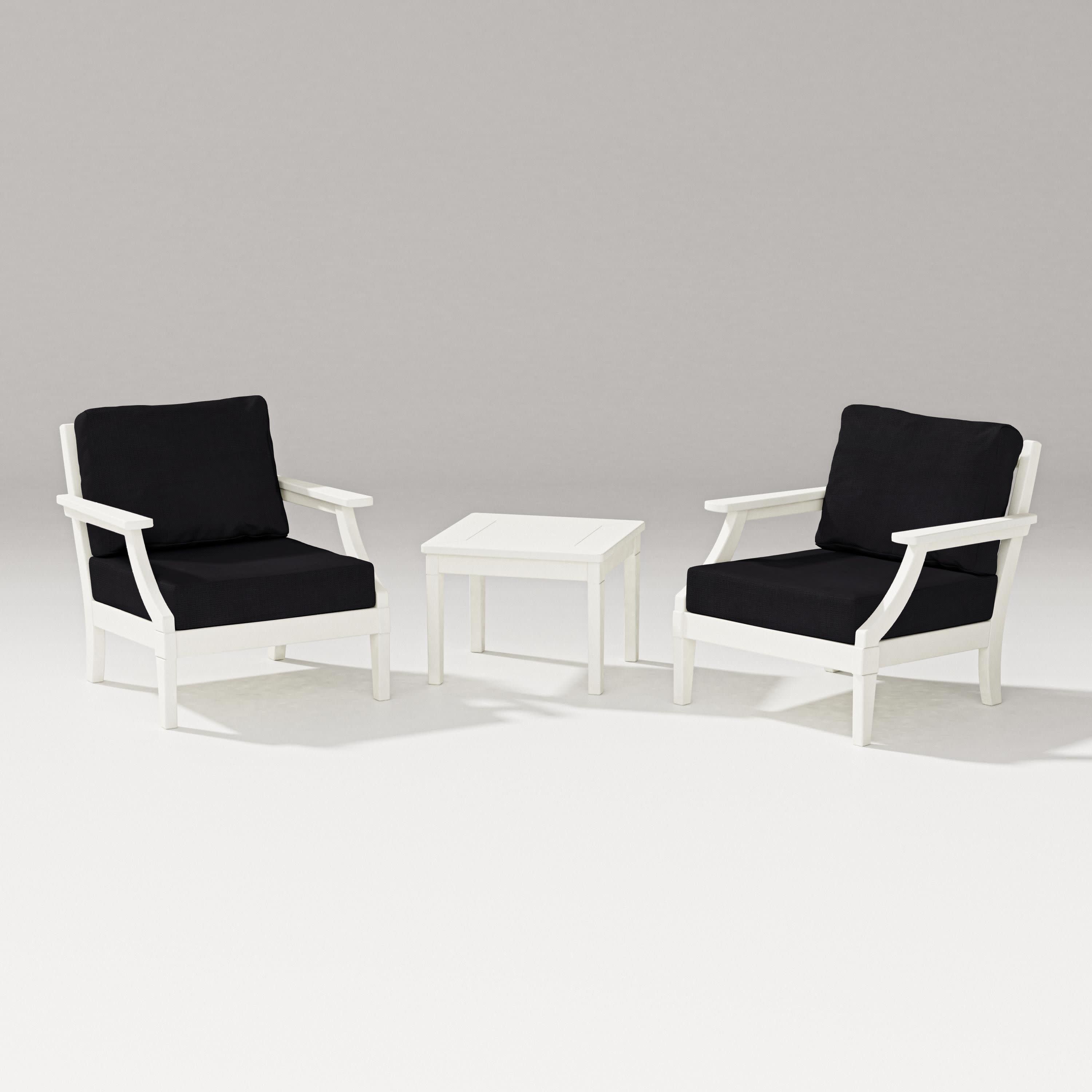 Estate 3-Piece Lounge Chair Set in Vintage White / Midnight Linen