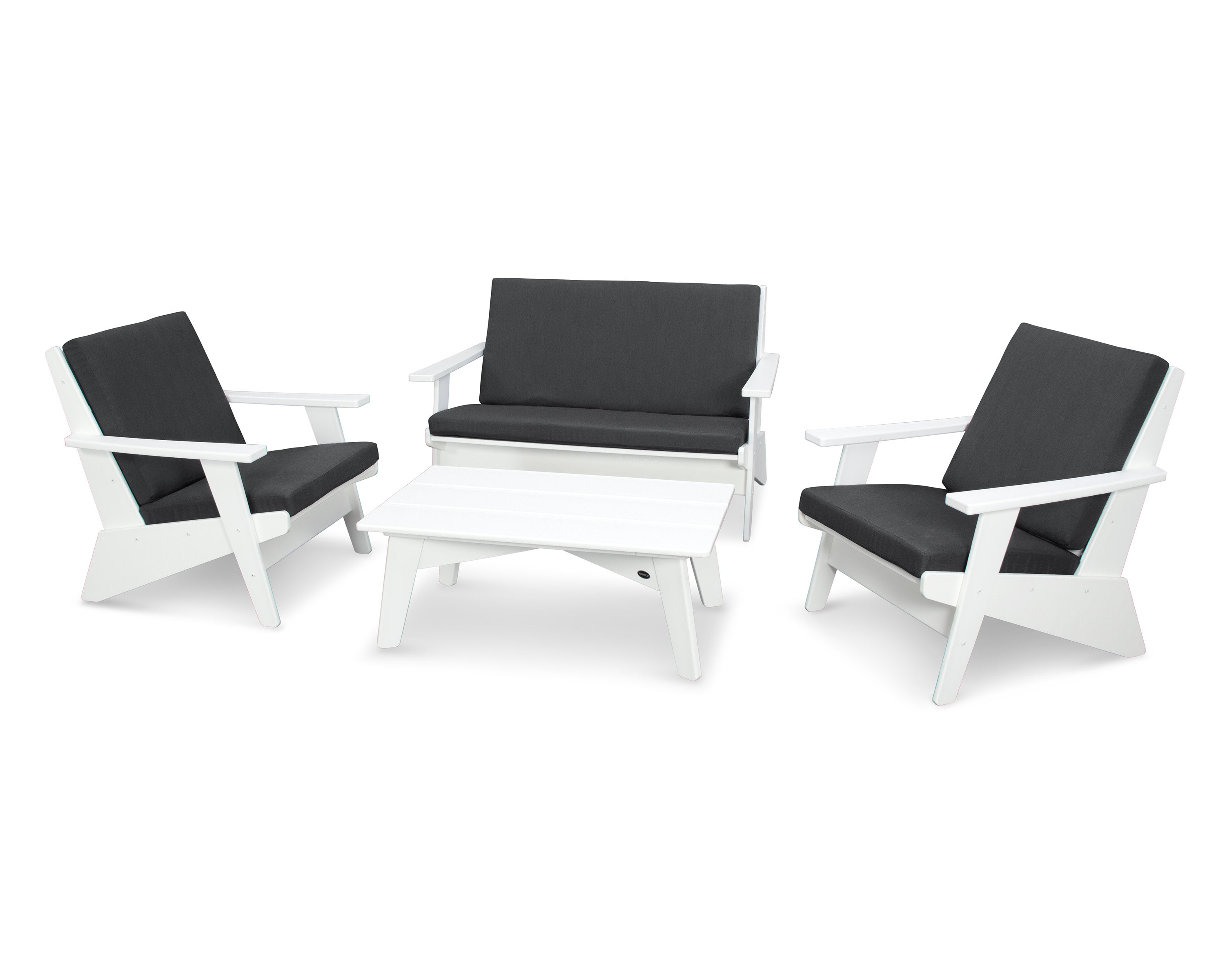 Riviera Modern Lounge 4-Piece Set in White / Spectrum Carbon
