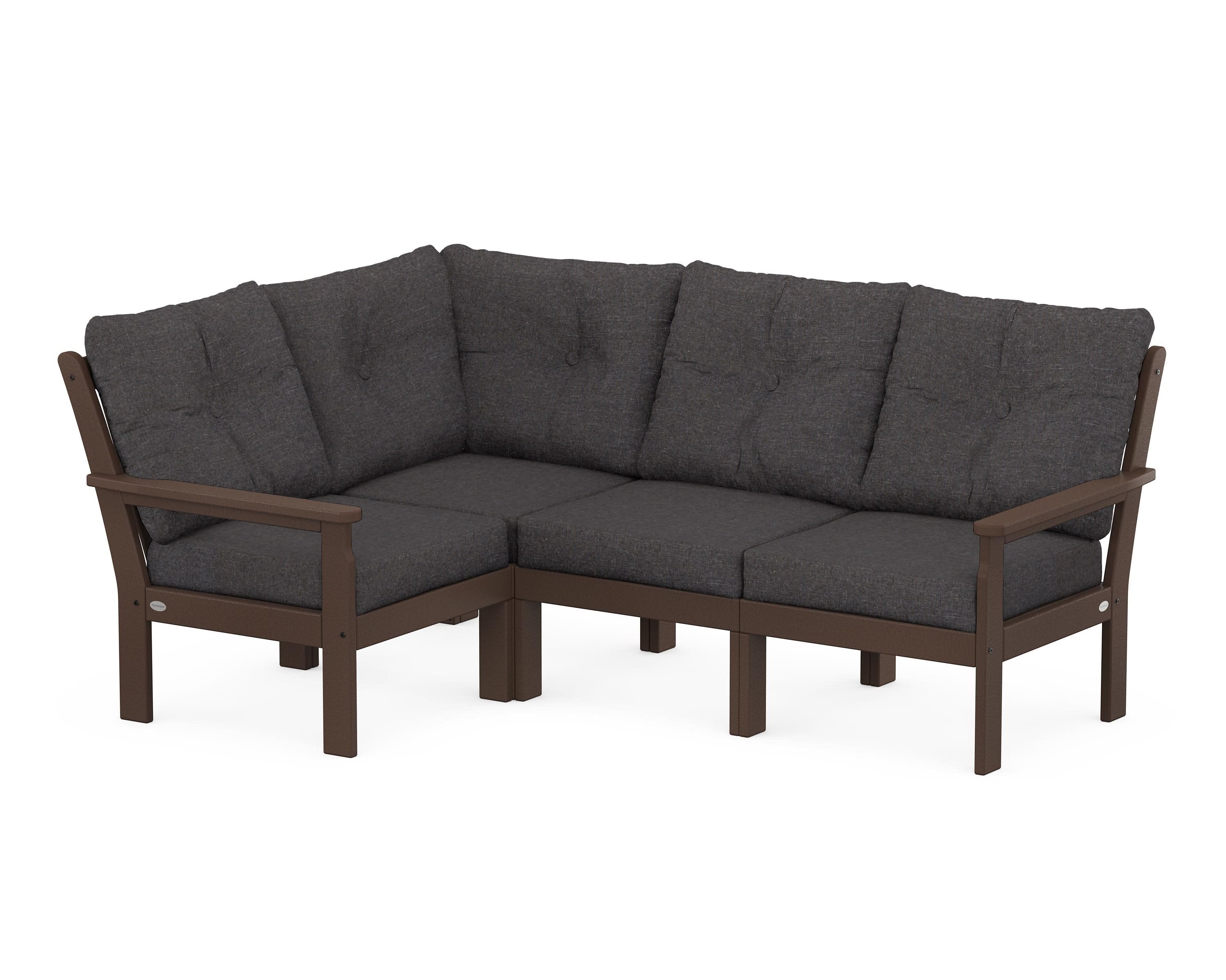 Vineyard 4-Piece Sectional in Mahogany / Ash Charcoal