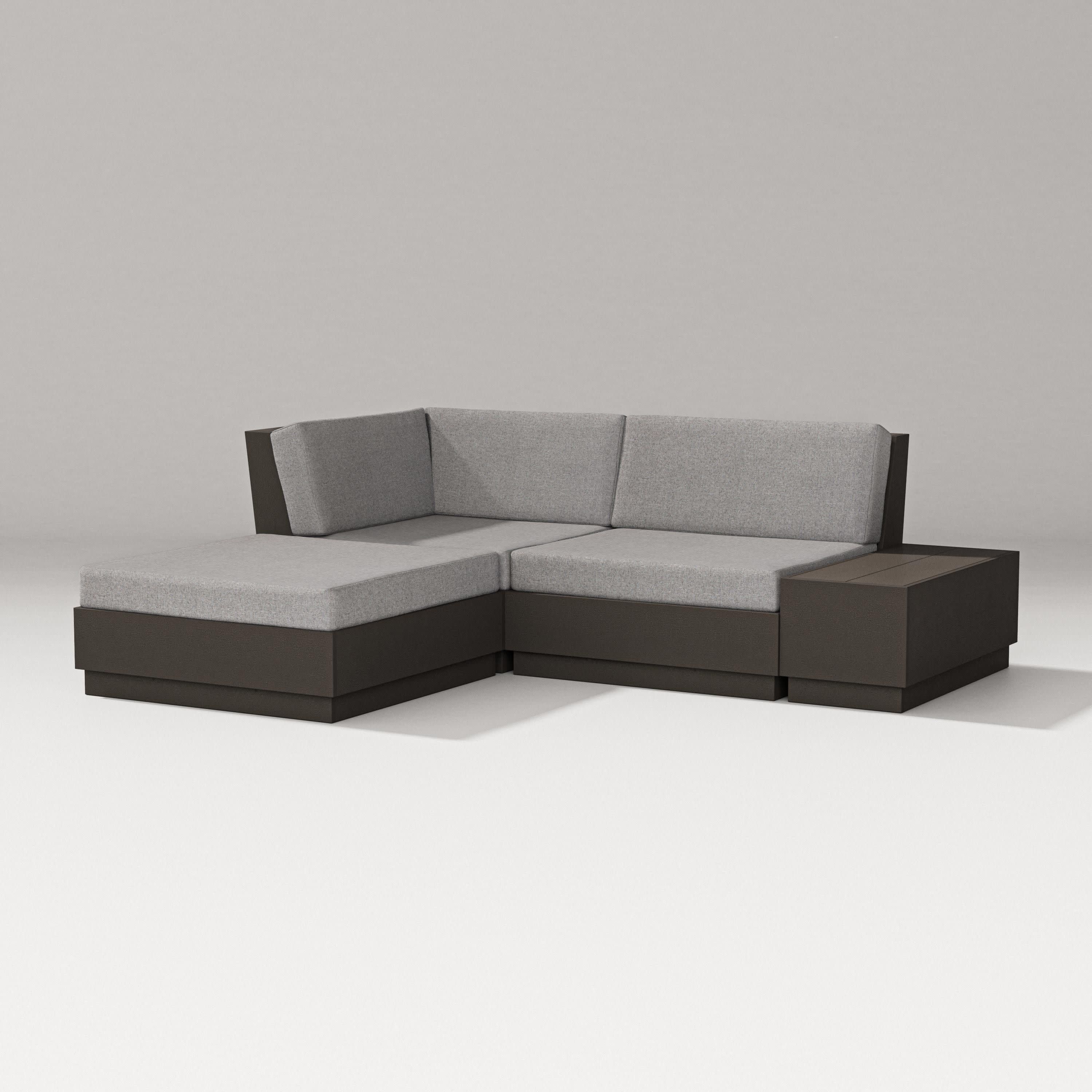 Elevate Loveseat Sectional with Chaise in Vintage Coffee / Grey Mist