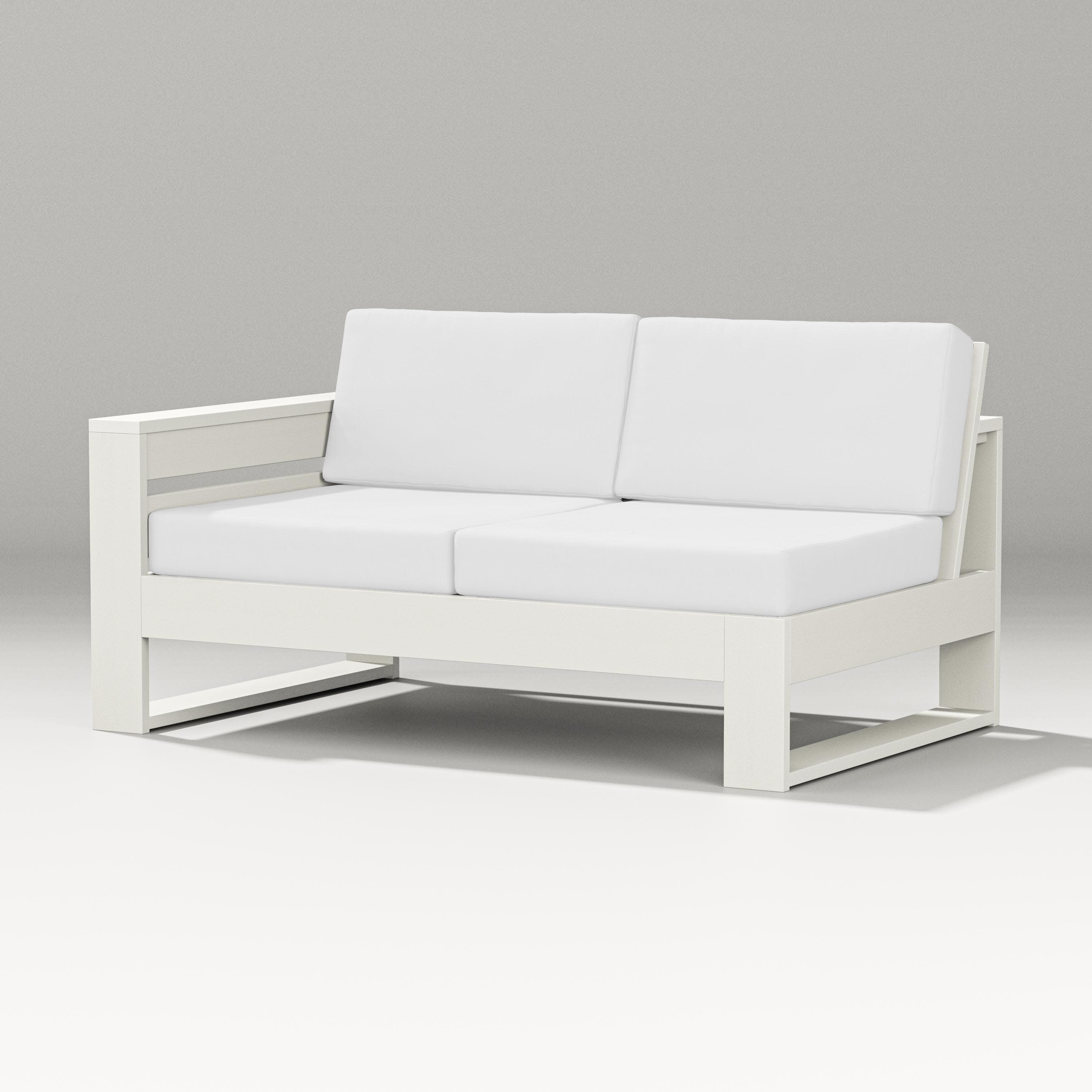 Latitude Modular Left Arm Loveseat in Vintage White / Natural