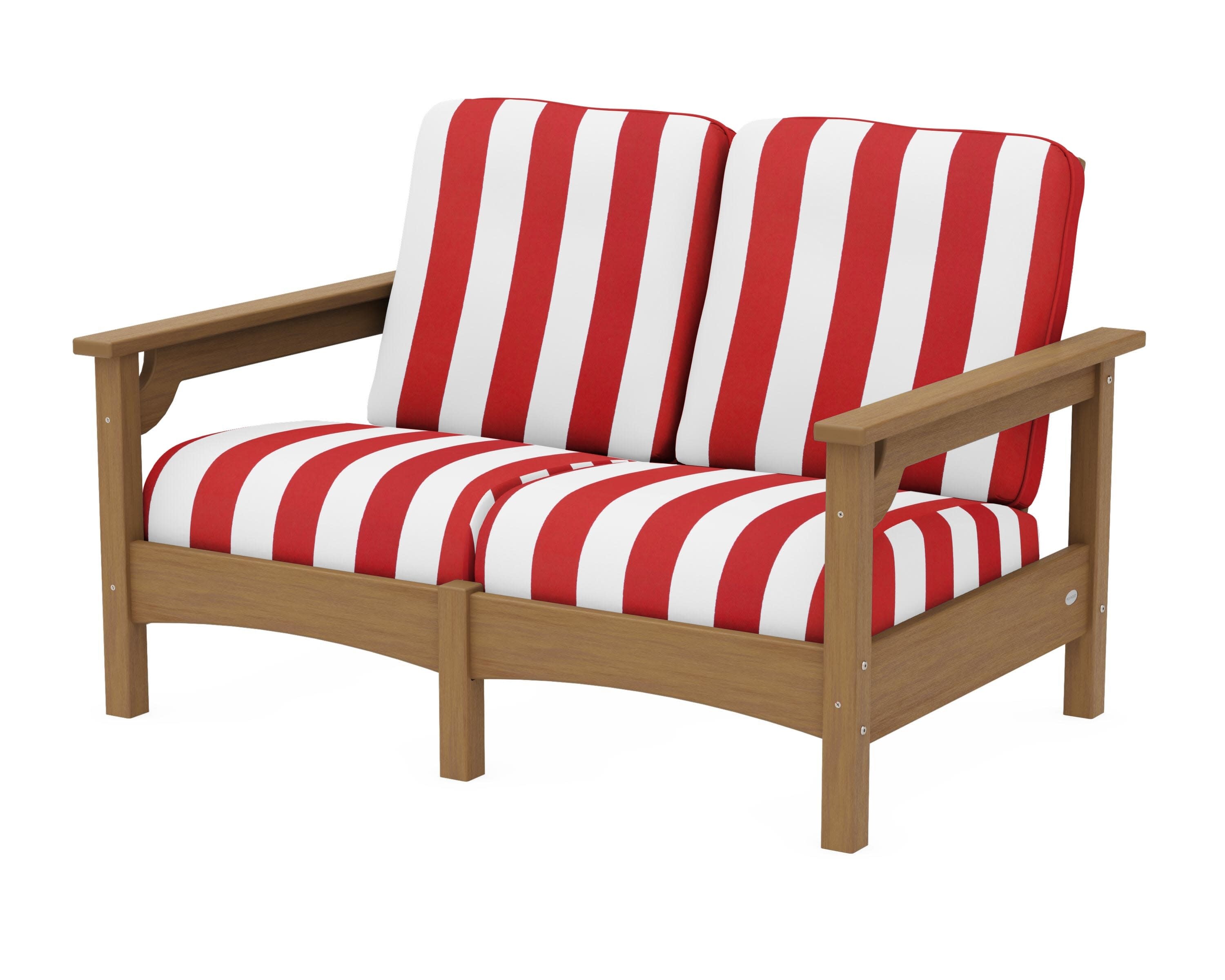 Club Loveseat in Natural / Cabana Stripe Crimson