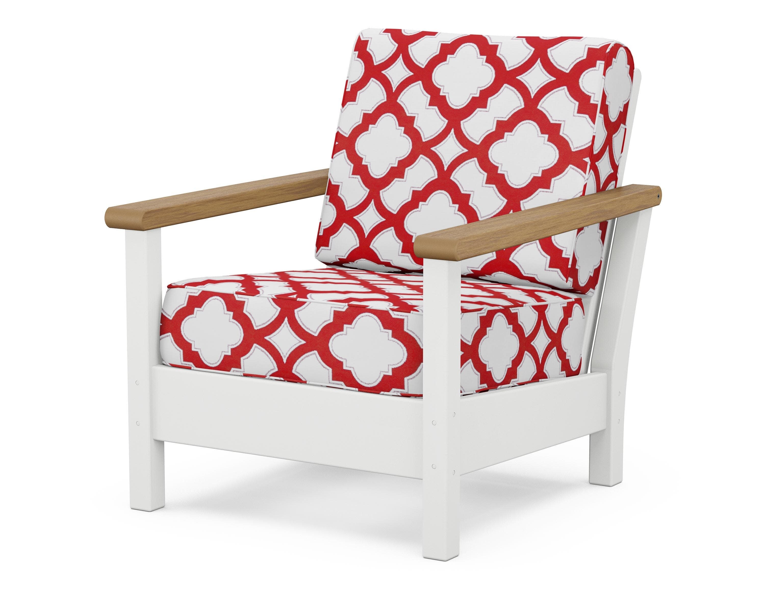 Harbour Deep Seating Chair in White / Natural / Trellis Crimson