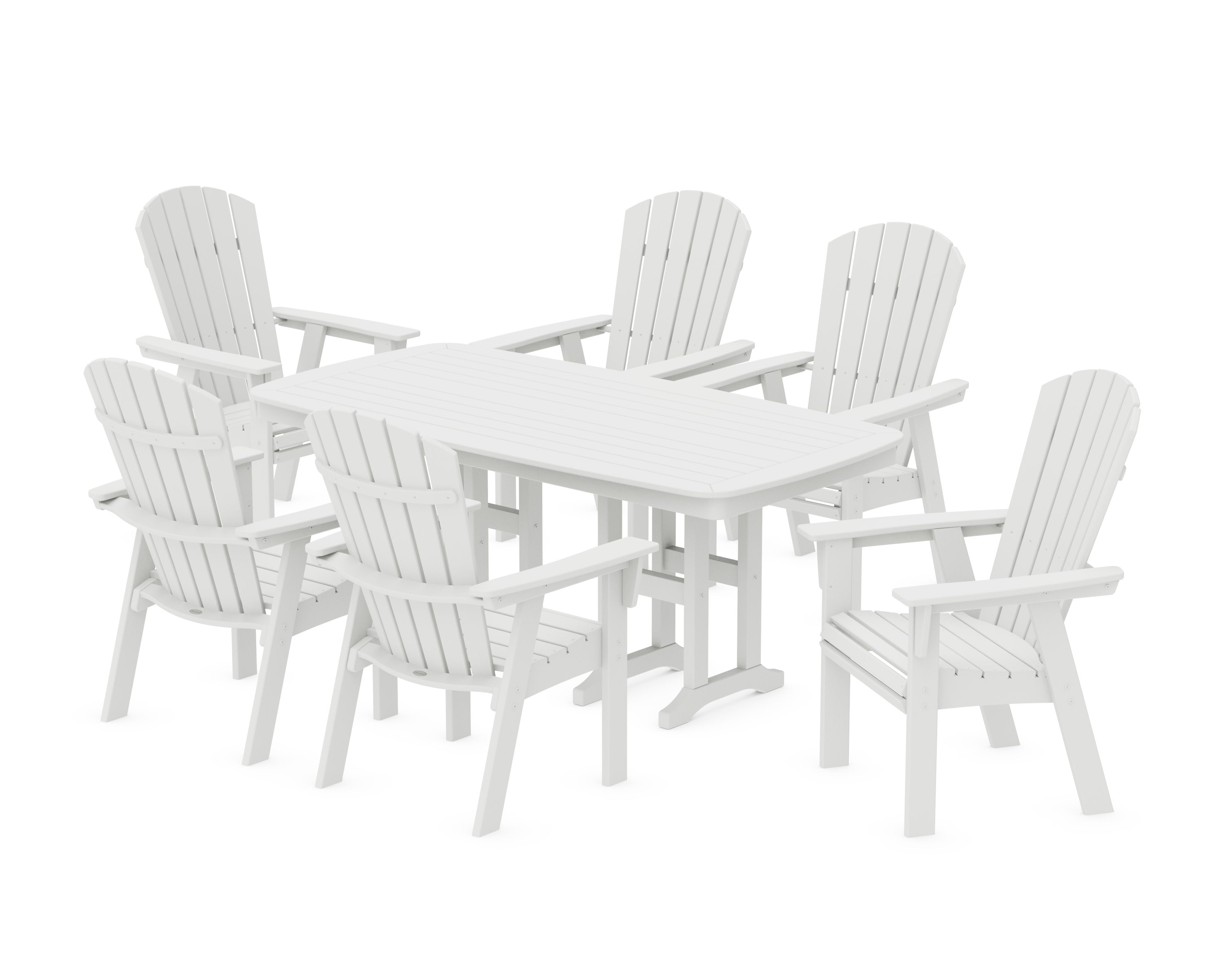 Nautical Curveback Adirondack 7-Piece Dining Set in White