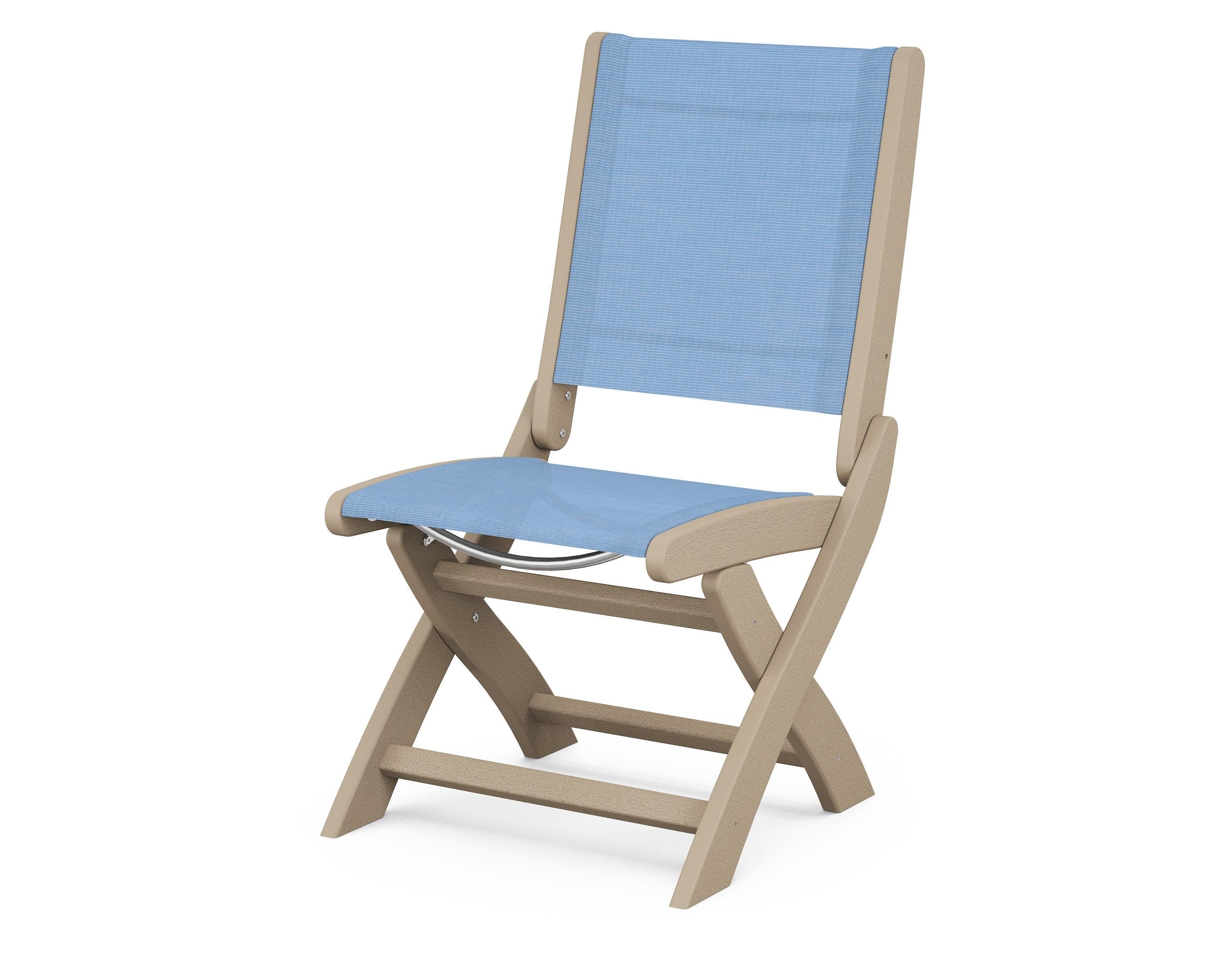 Coastal Folding Side Chair in Vintage Sahara / Poolside Sling