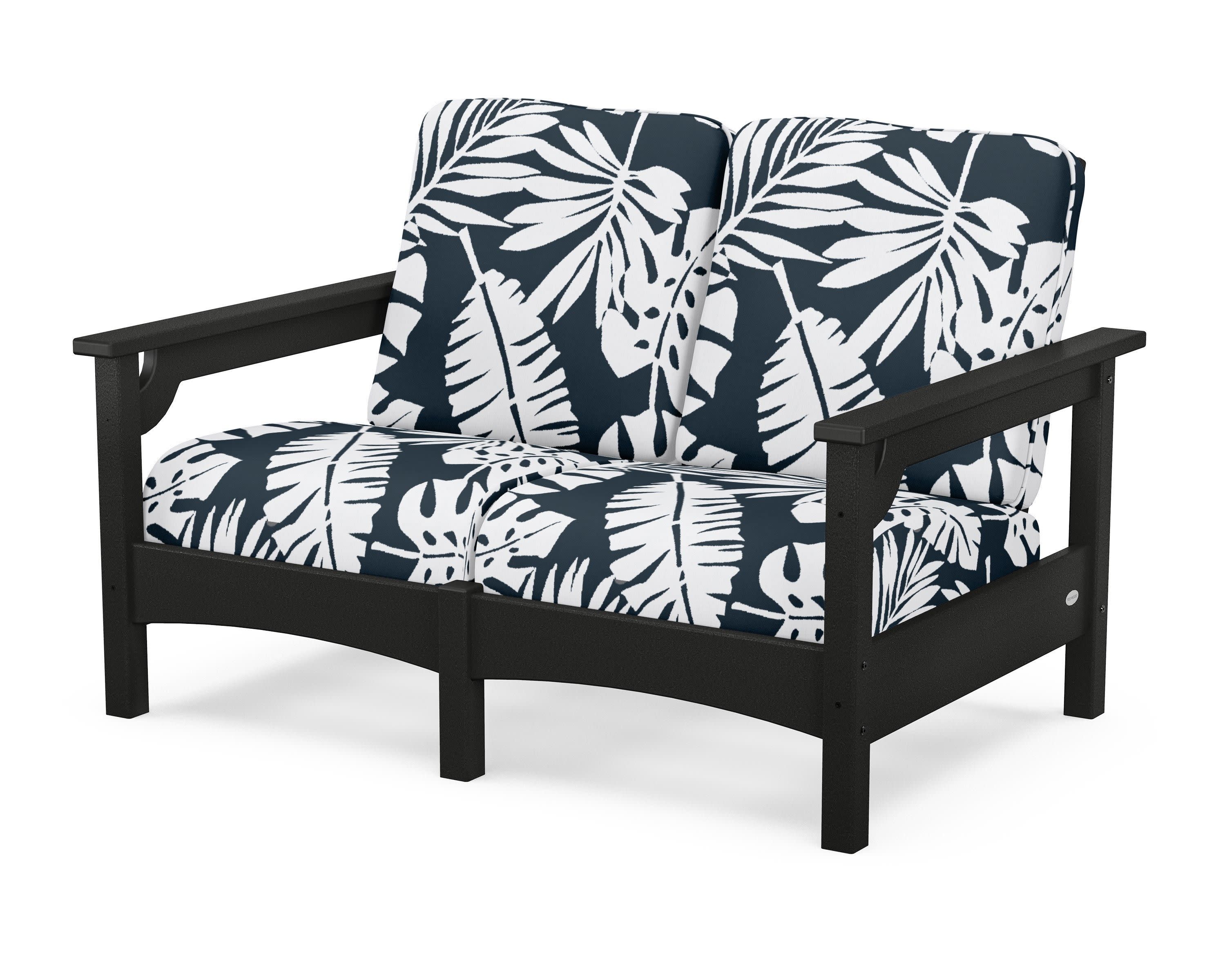 Club Loveseat in Black / Leaf Marine Indigo