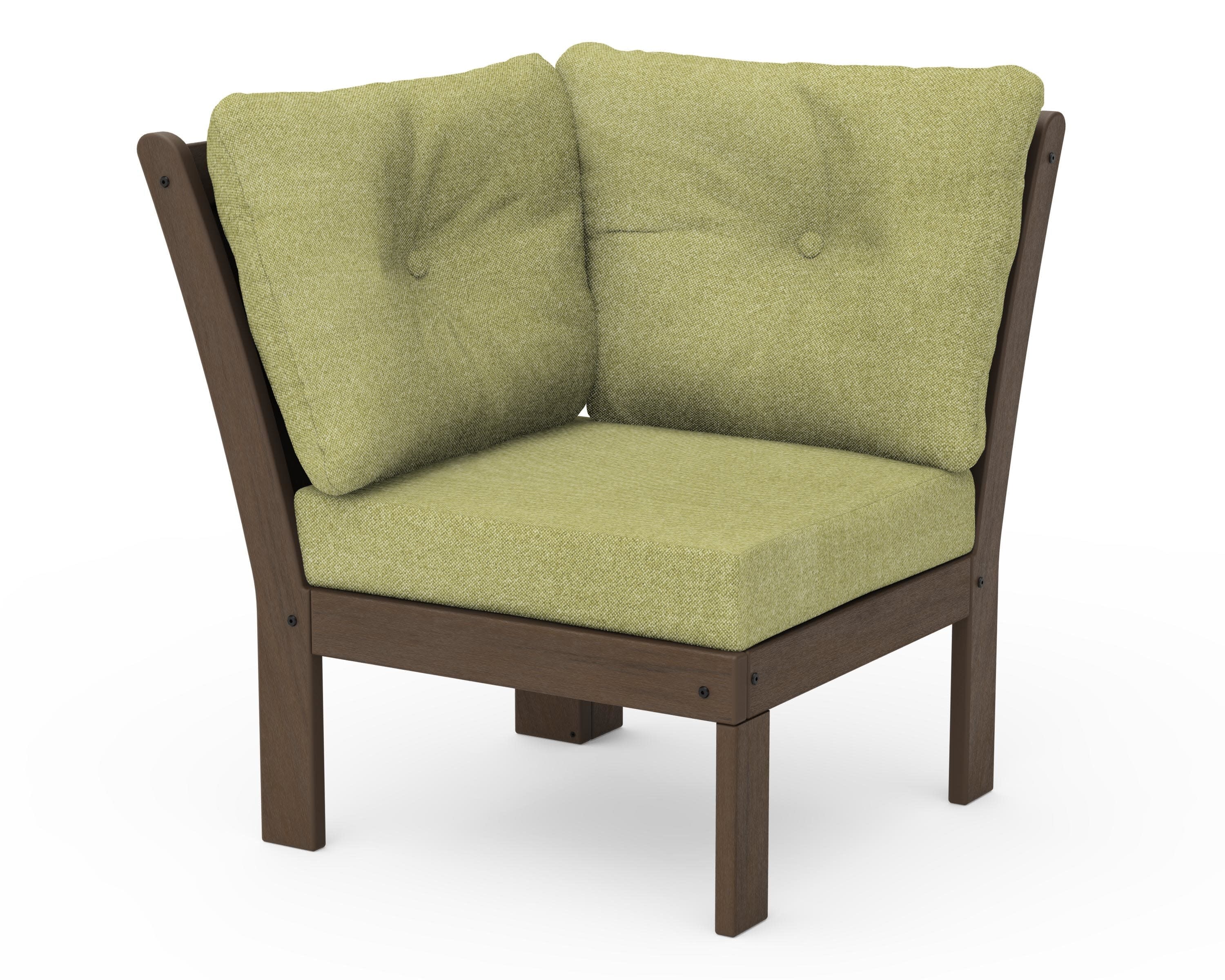 Vineyard Modular Corner Chair in Kona / Chartreuse Boucle