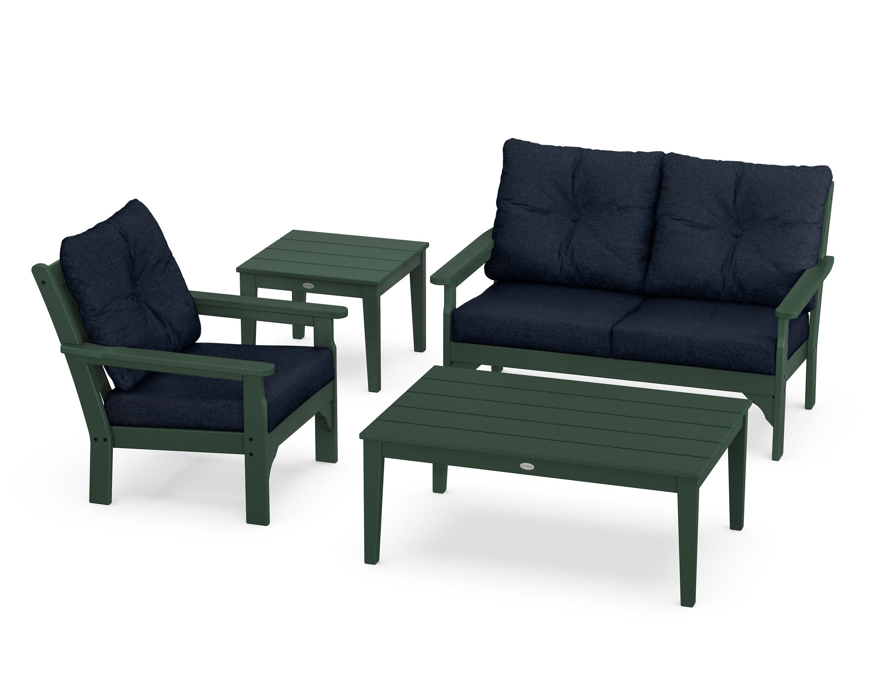 Vineyard 4-Piece Deep Seating Set in Green / Marine Indigo