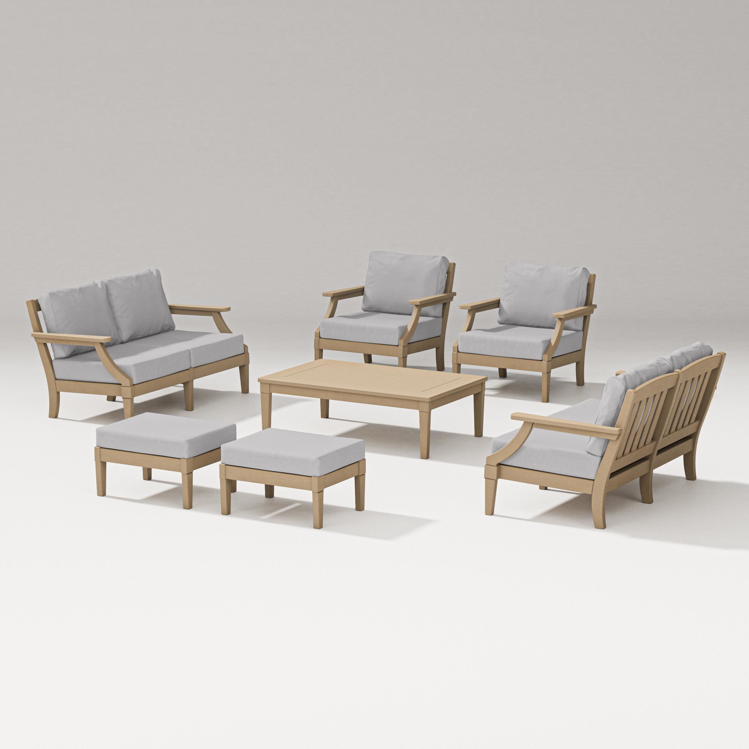 Estate 7-Piece Lounge Loveseat Set in Vintage Sahara / Granite