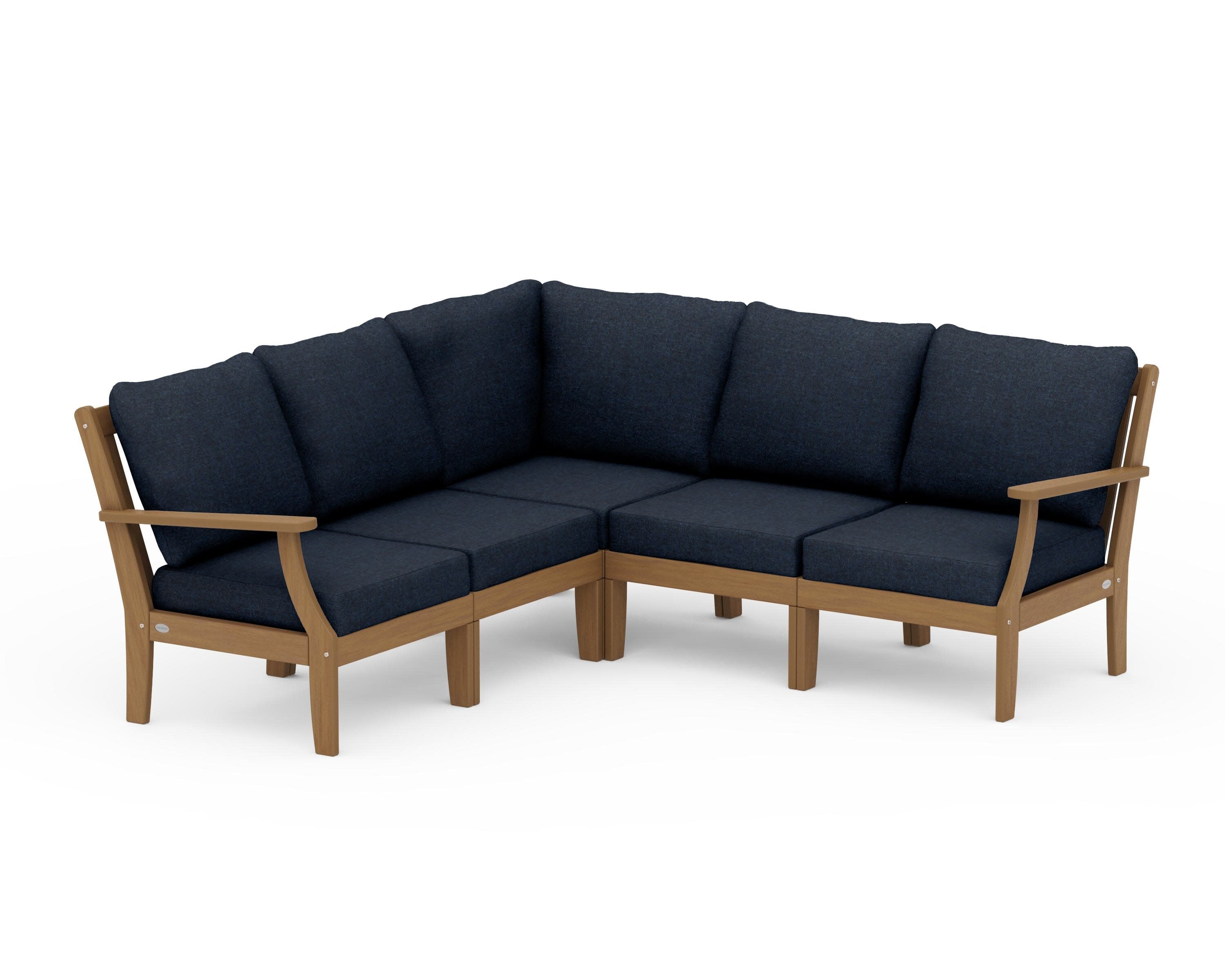 Braxton Modular 5-Piece Deep Seating Set in Natural / Marine Indigo