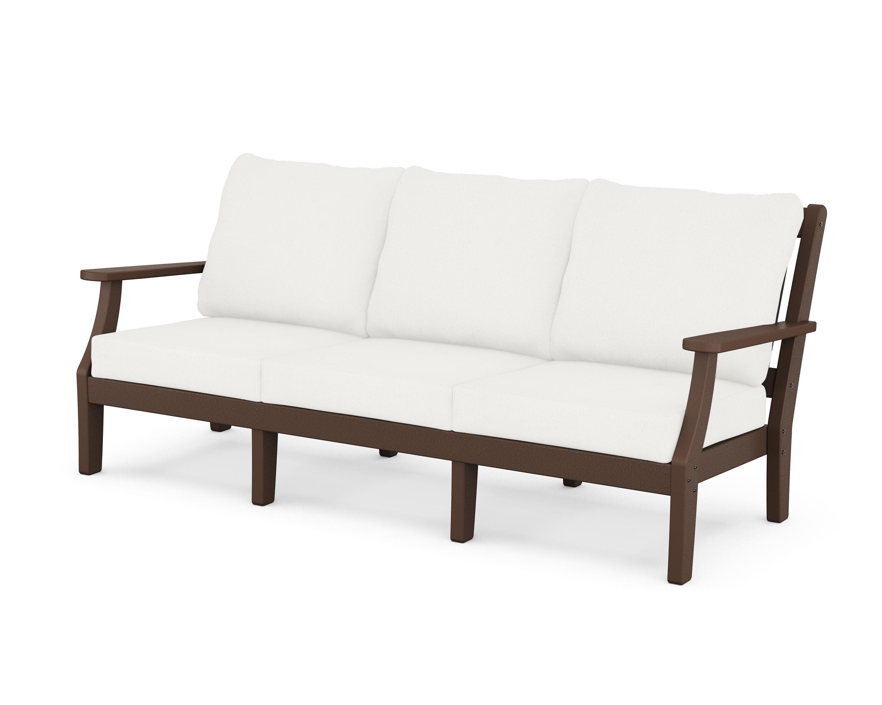 Chinoiserie Deep Seating Sofa in Mahogany / Natural Linen