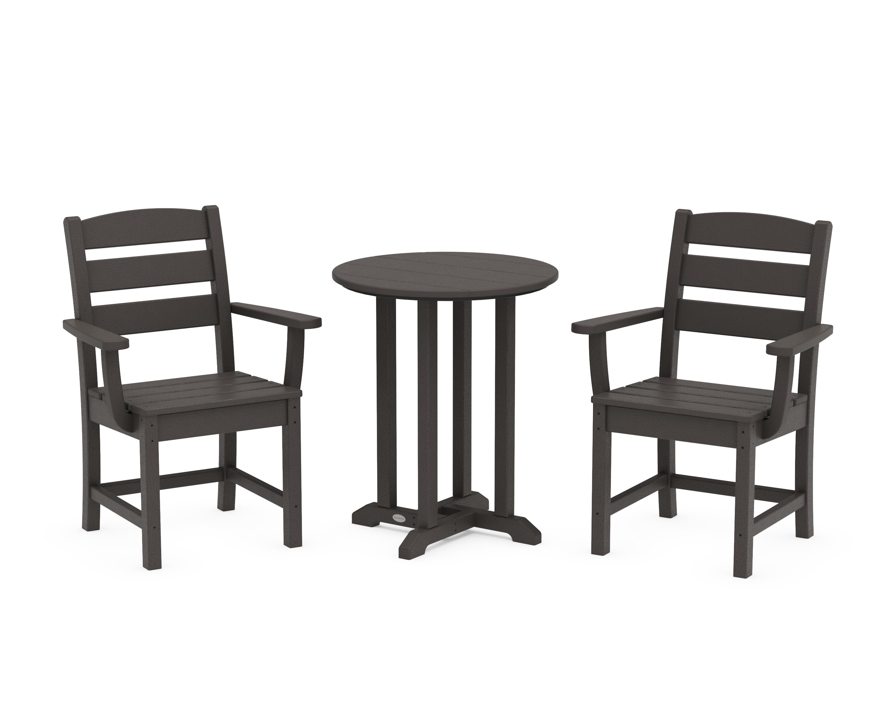 Lakeside 3-Piece Round Bistro Dining Set in Vintage Coffee