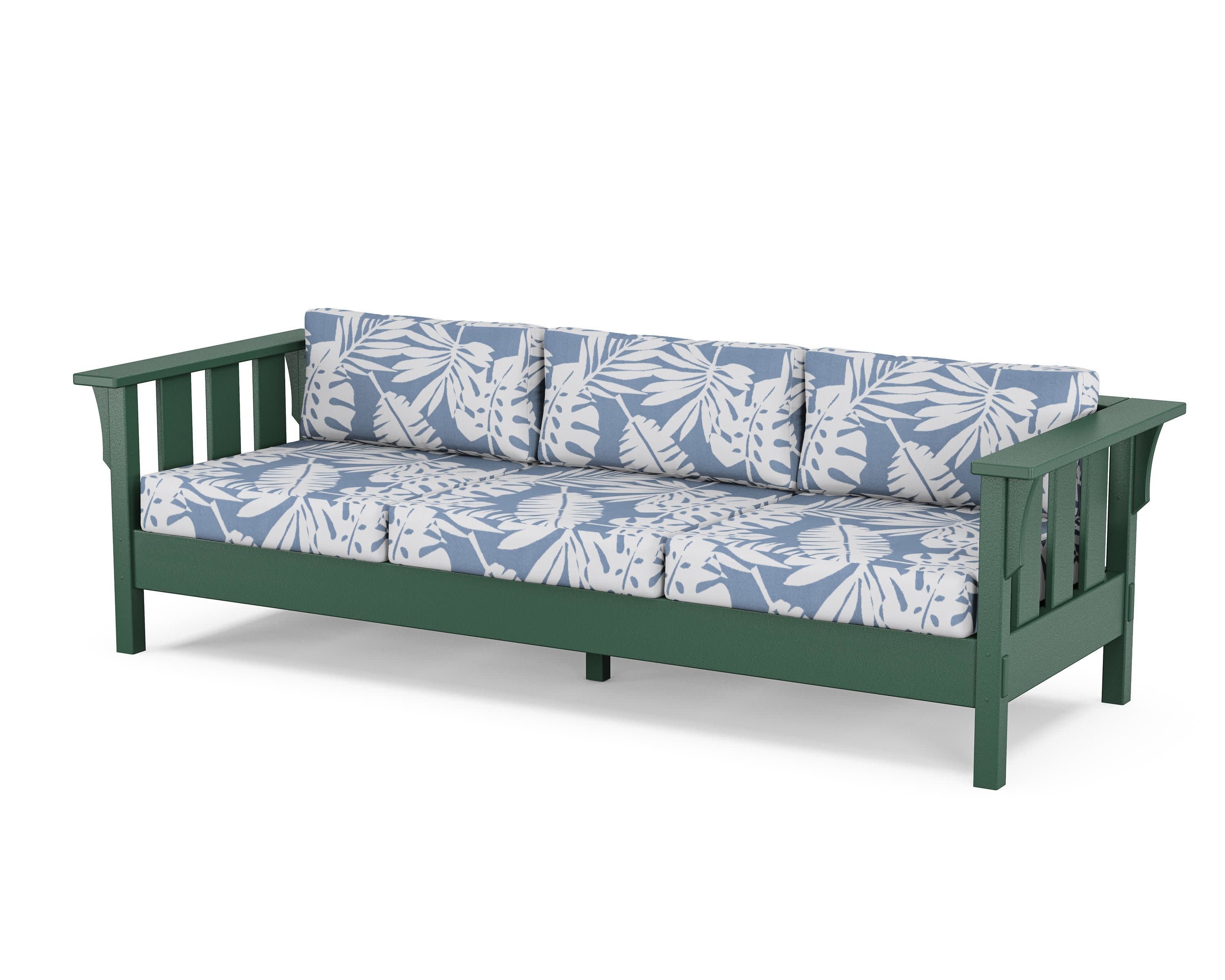 Acadia Deep Seating Sofa in Green / Leaf Sky Blue