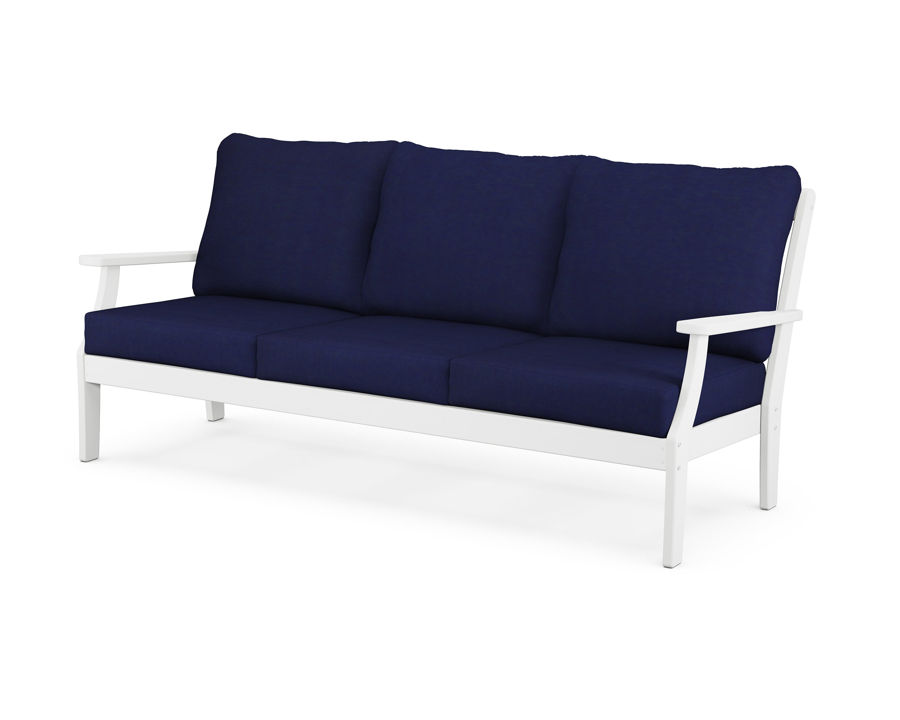 Braxton Deep Seating Sofa in White / Navy