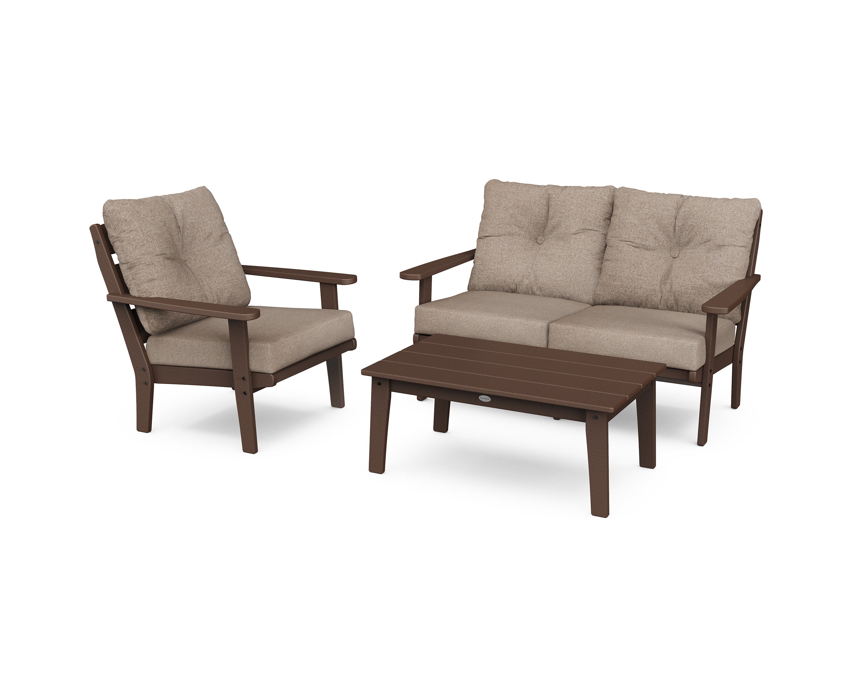 Lakeside 3-Piece Deep Seating Set in Mahogany / Spiced Burlap