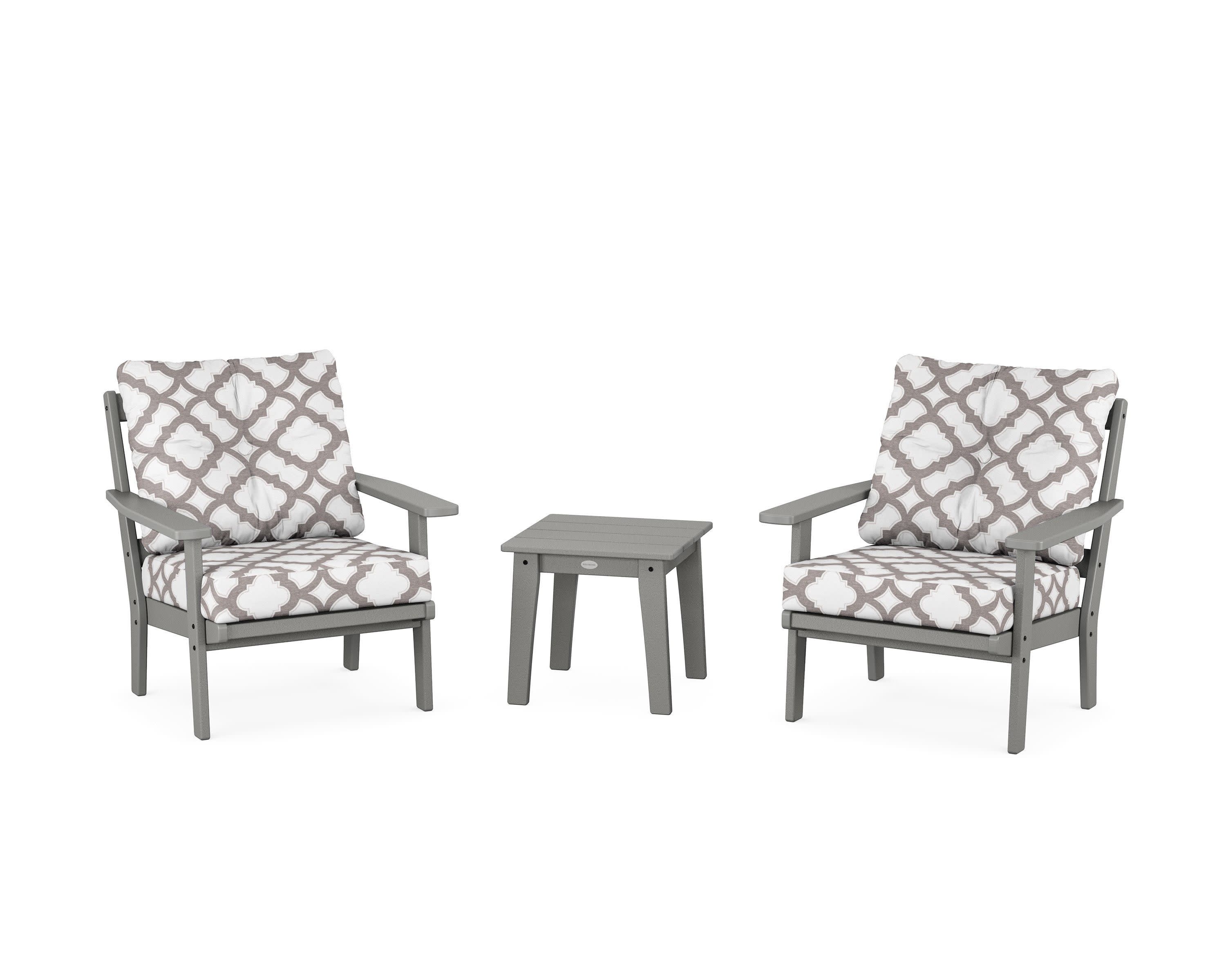 Prairie 3-Piece Deep Seating Set in Slate Grey / Trellis Grey Mist