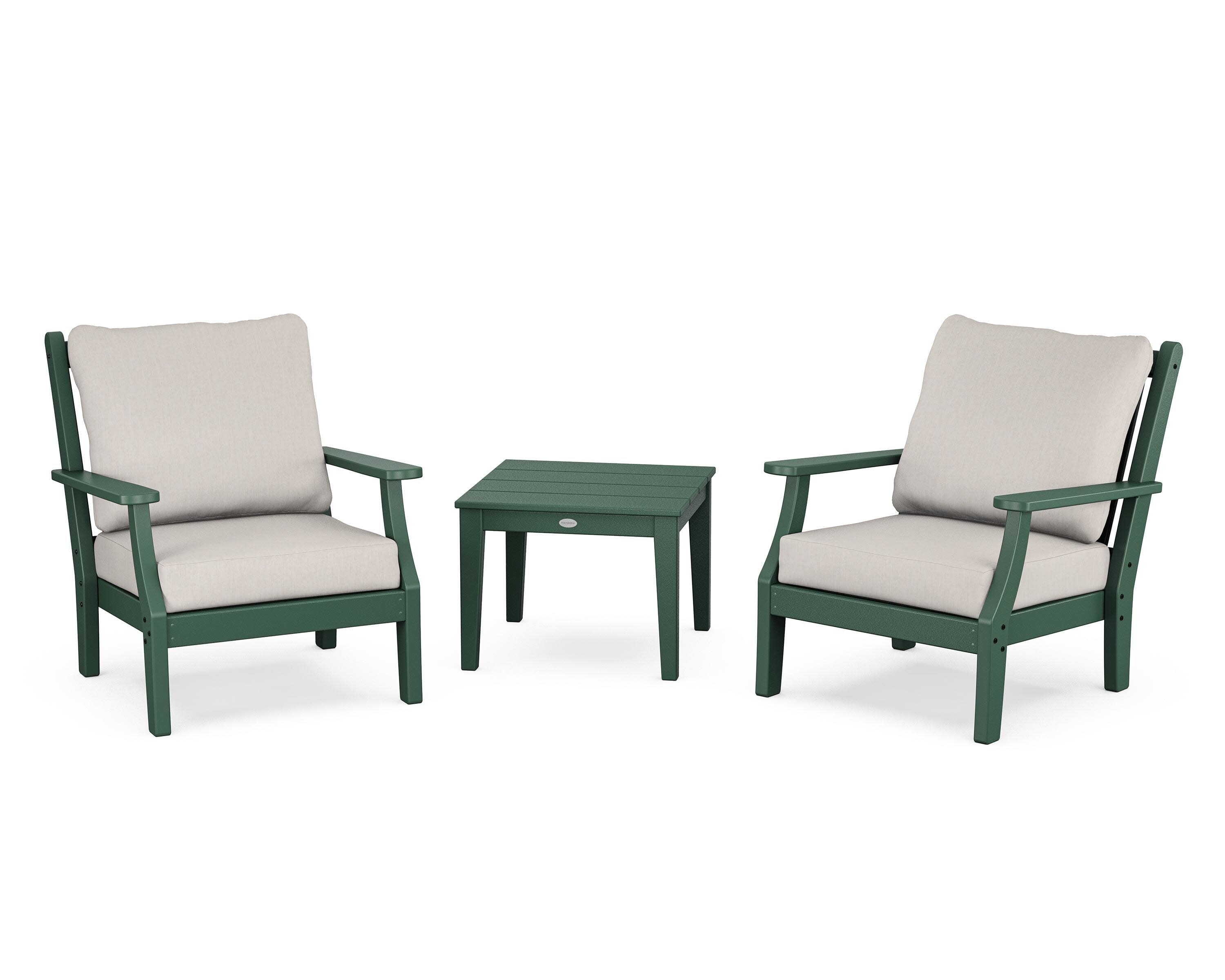 Wovendale 3-Piece Deep Seating Set in Green / Cast Ash
