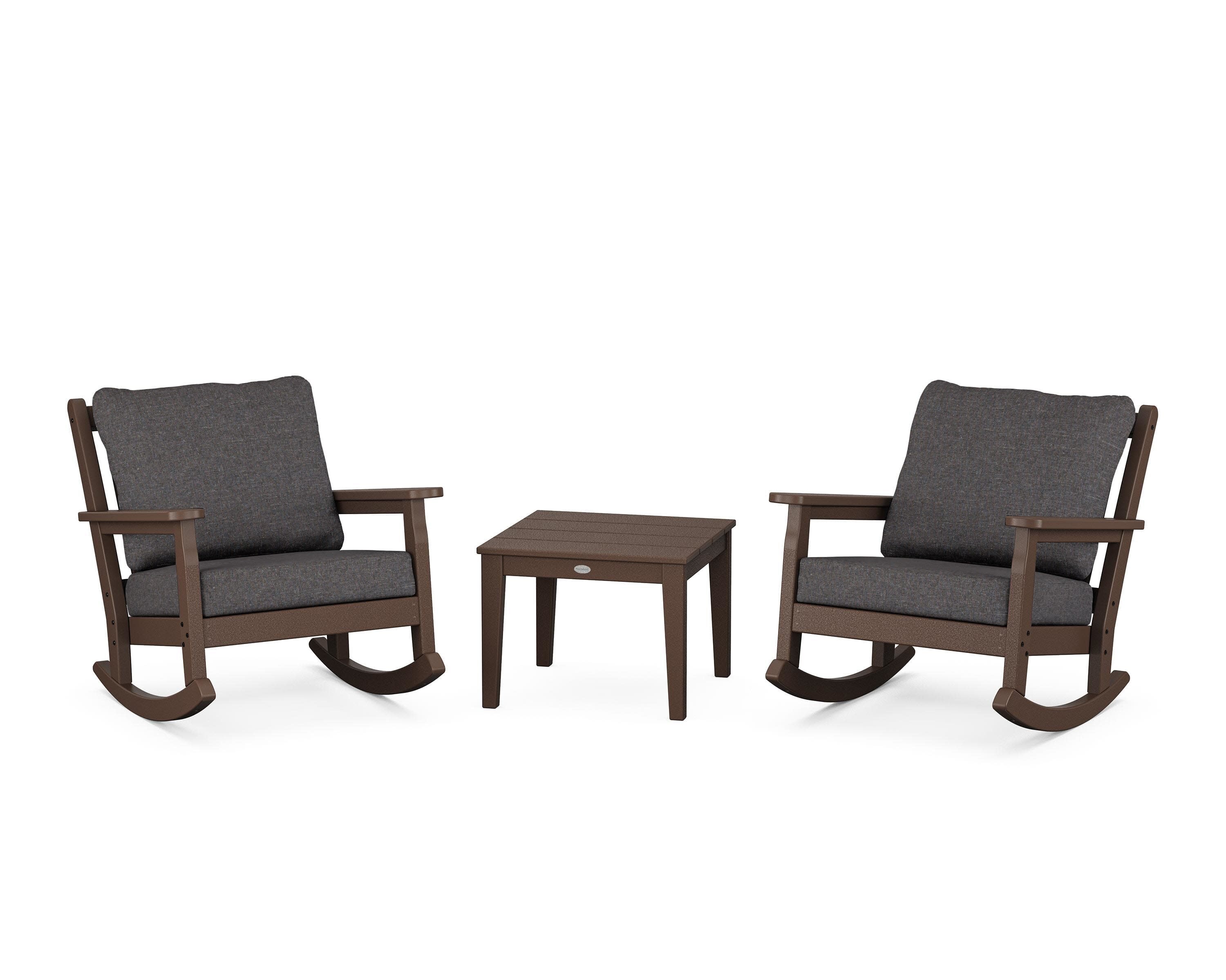 Chippendale 3-Piece Deep Seating Rocker Set in Mahogany / Ash Charcoal