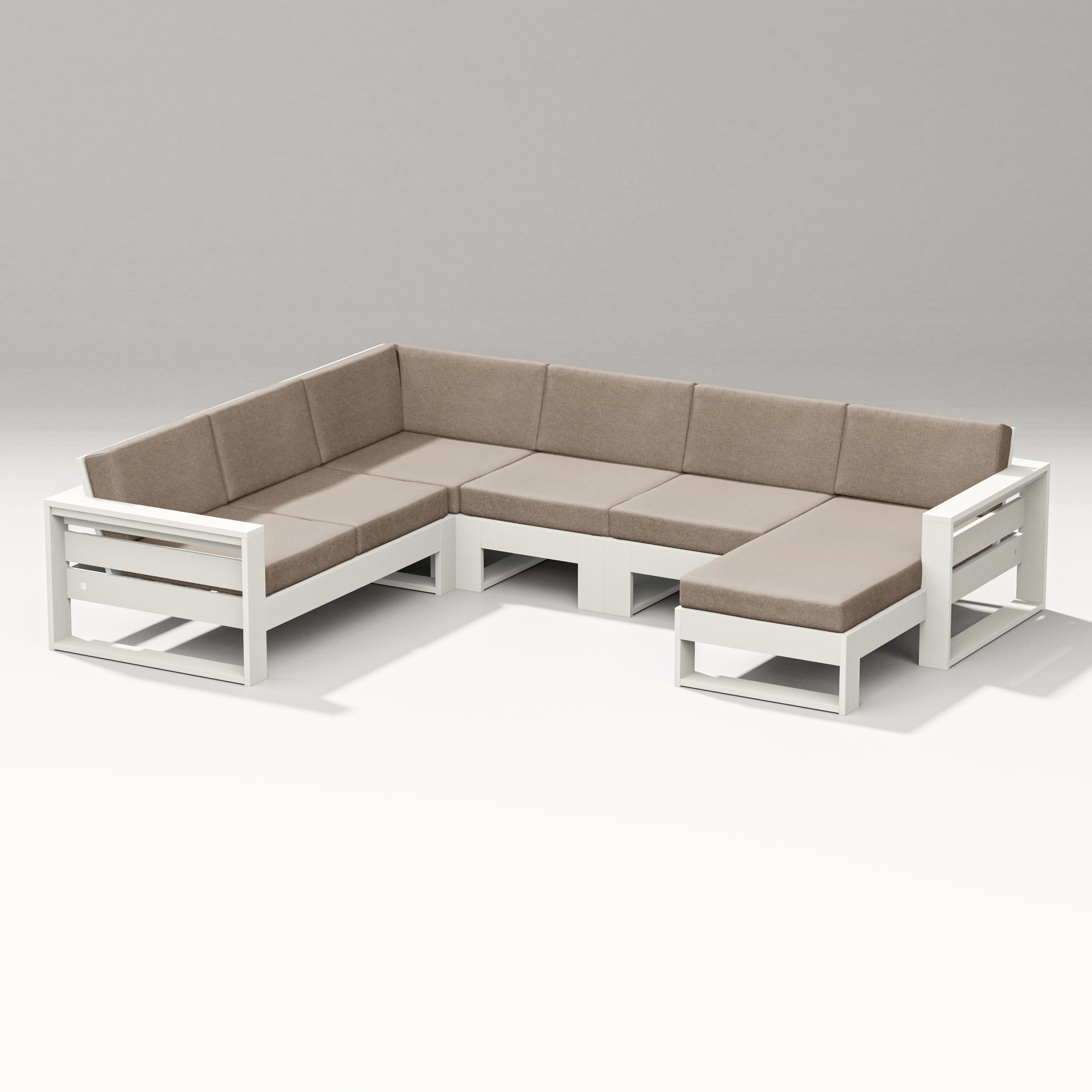 Latitude Corner Sectional with Right Chaise in Vintage White / Spiced Burlap