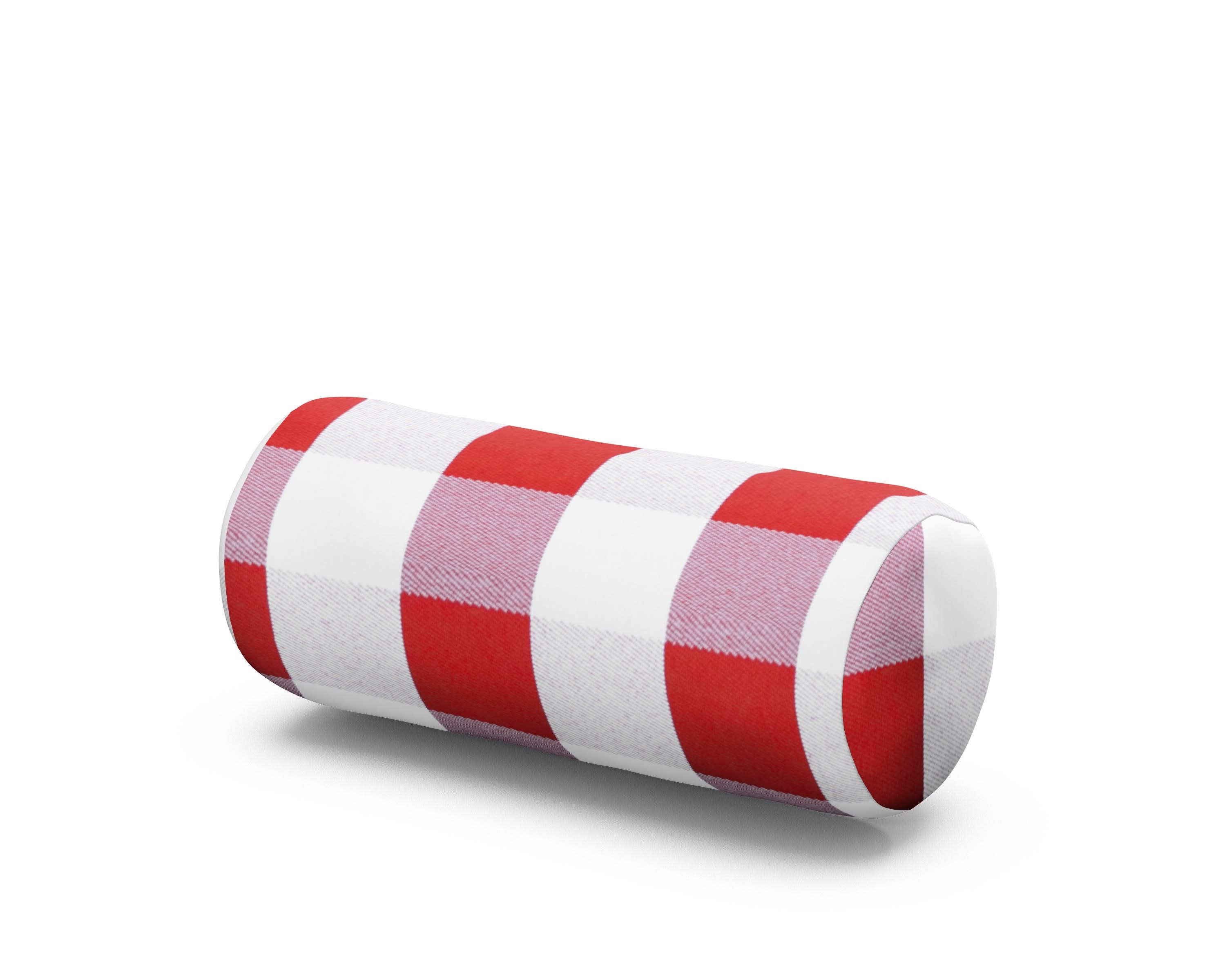 Outdoor Bolster Pillow in Buffalo Plaid Crimson