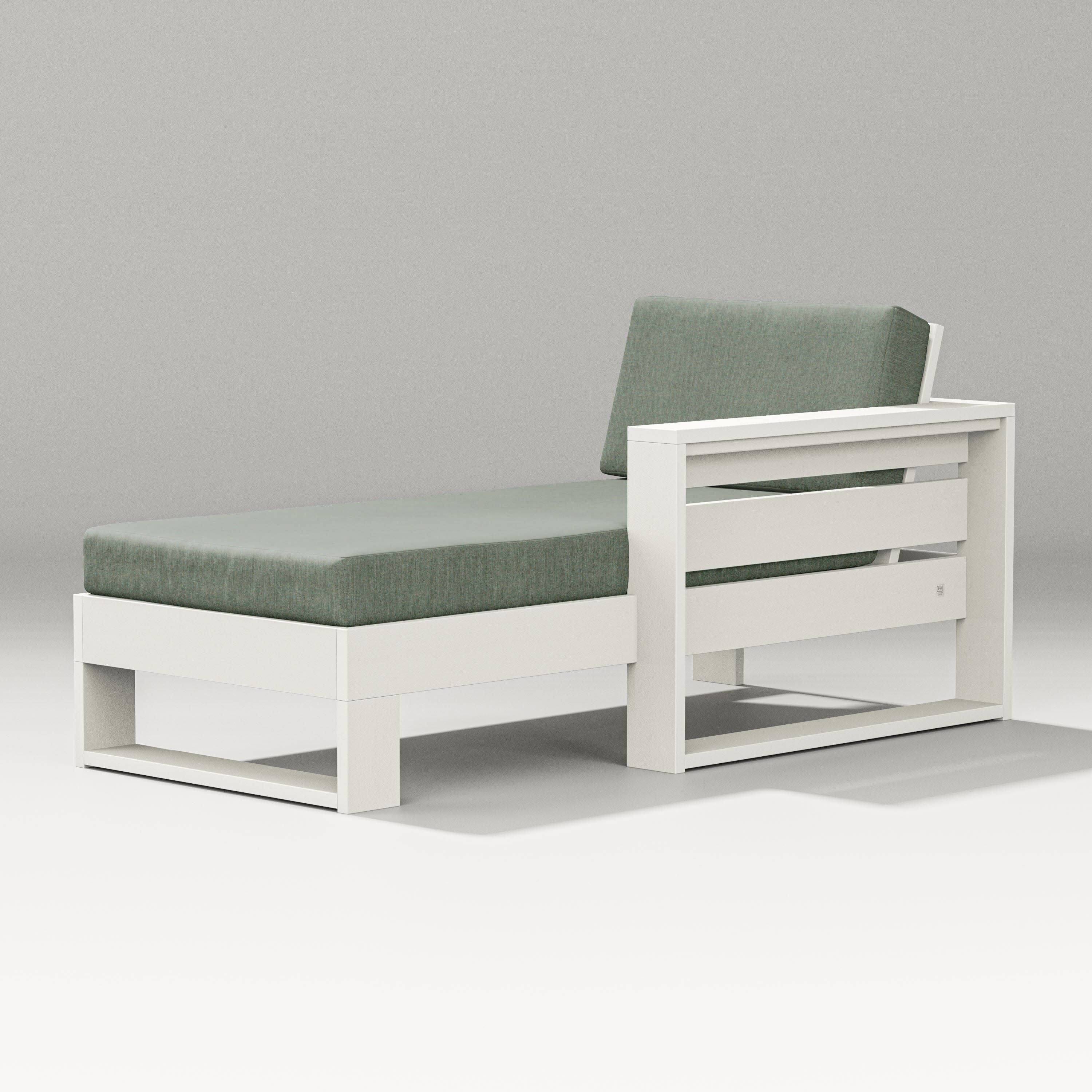 Latitude Modular Right Arm Chaise in Vintage White / Cast Sage