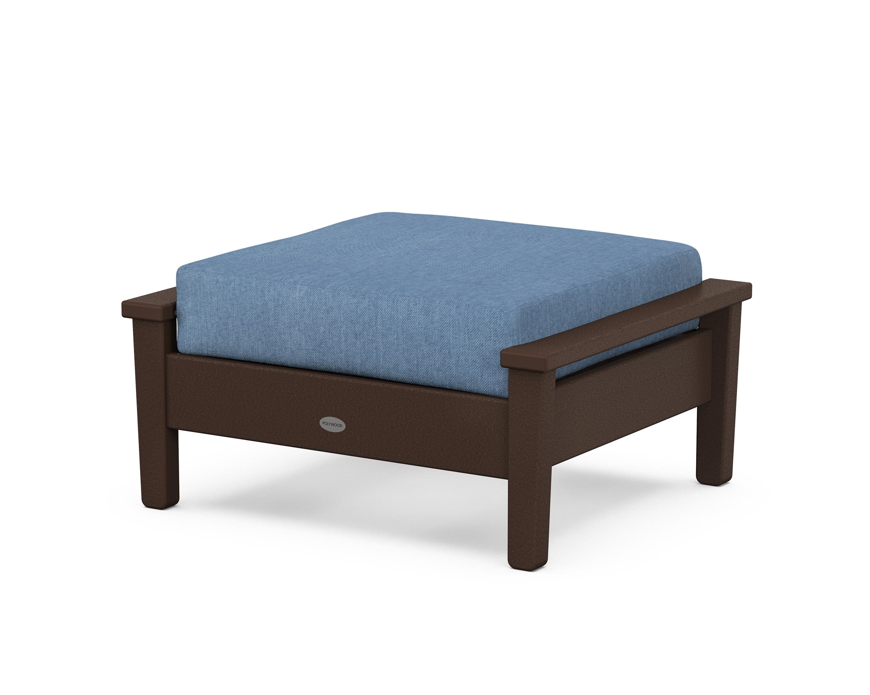 Prescott Deep Seating Ottoman in Mahogany / Sky Blue