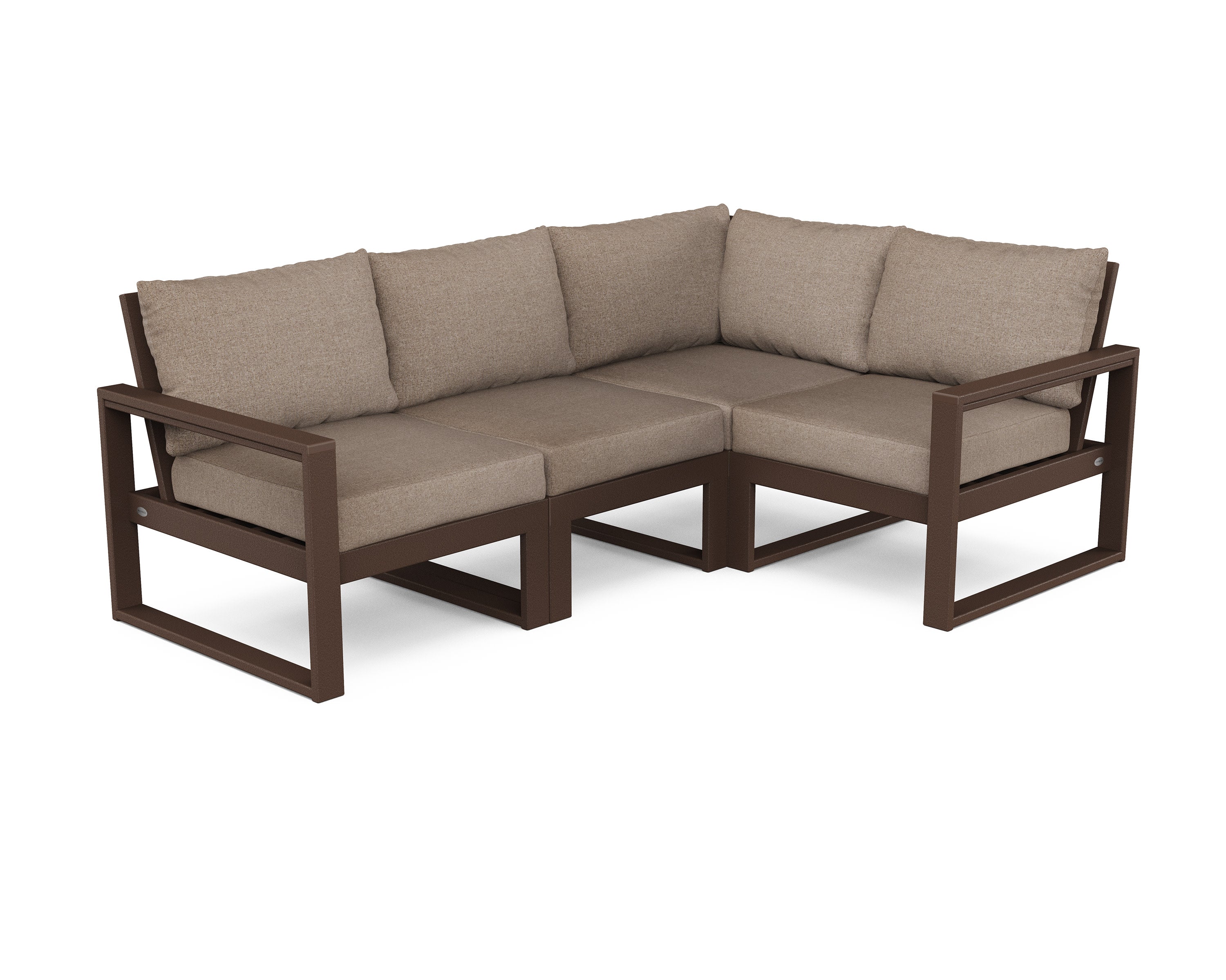 EDGE 4-Piece Modular Deep Seating Set in Mahogany / Spiced Burlap
