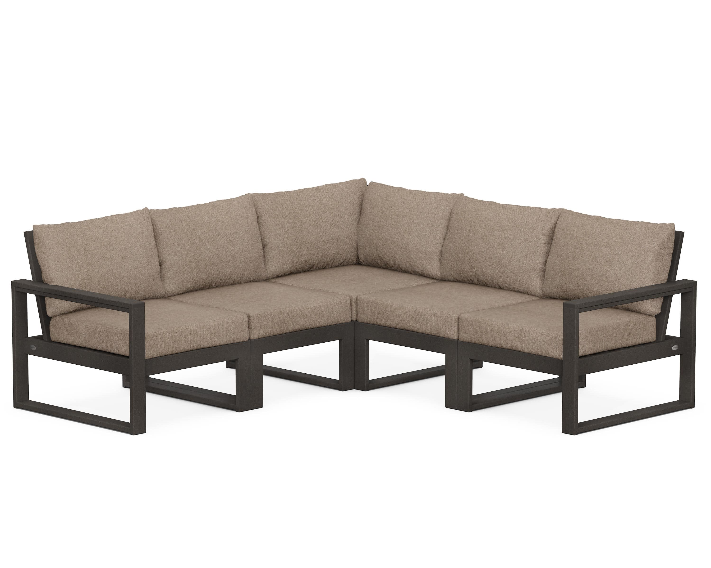EDGE 5-Piece Modular Deep Seating Set in Vintage Coffee / Spiced Burlap