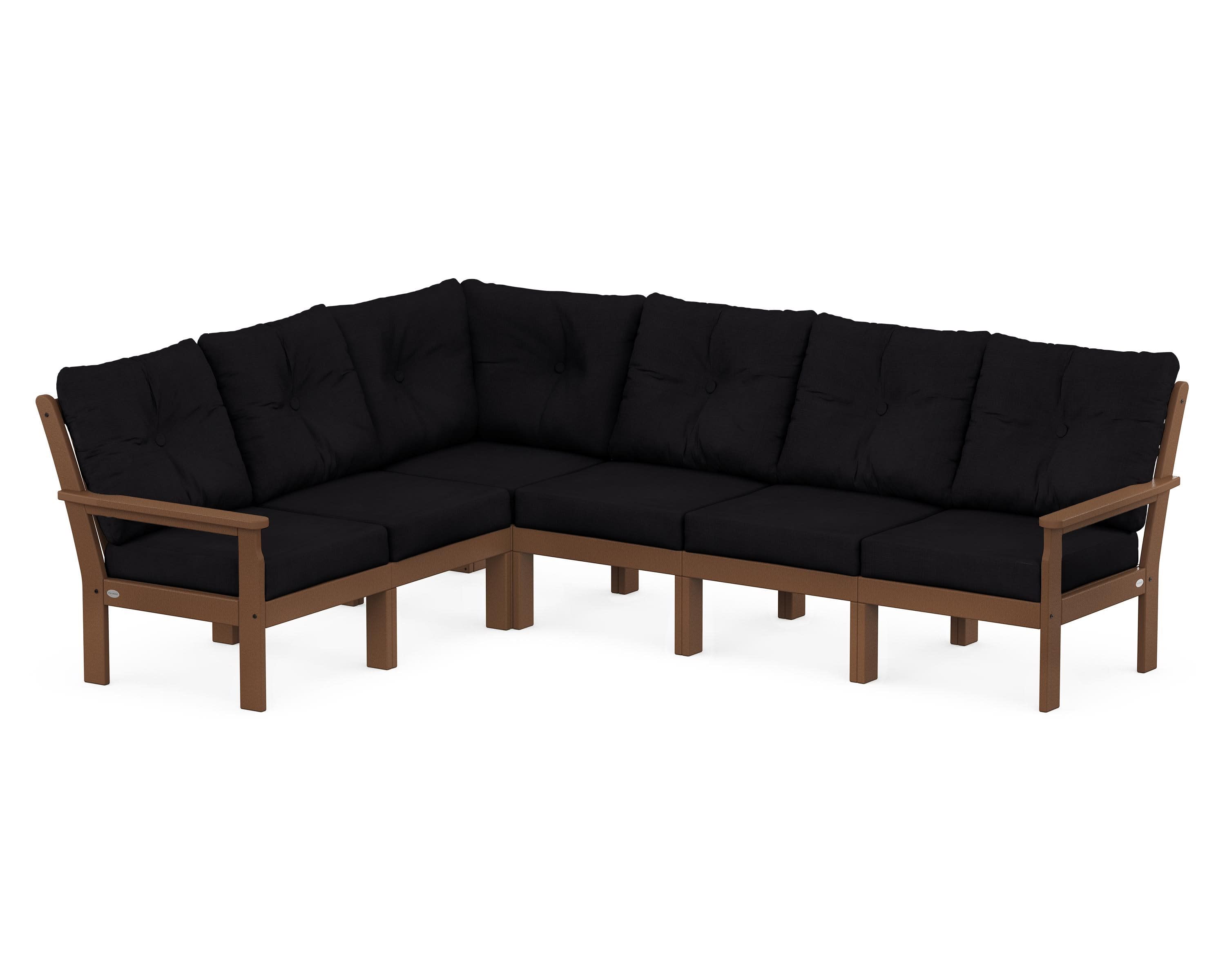 Vineyard 6-Piece Sectional in Teak / Midnight Linen