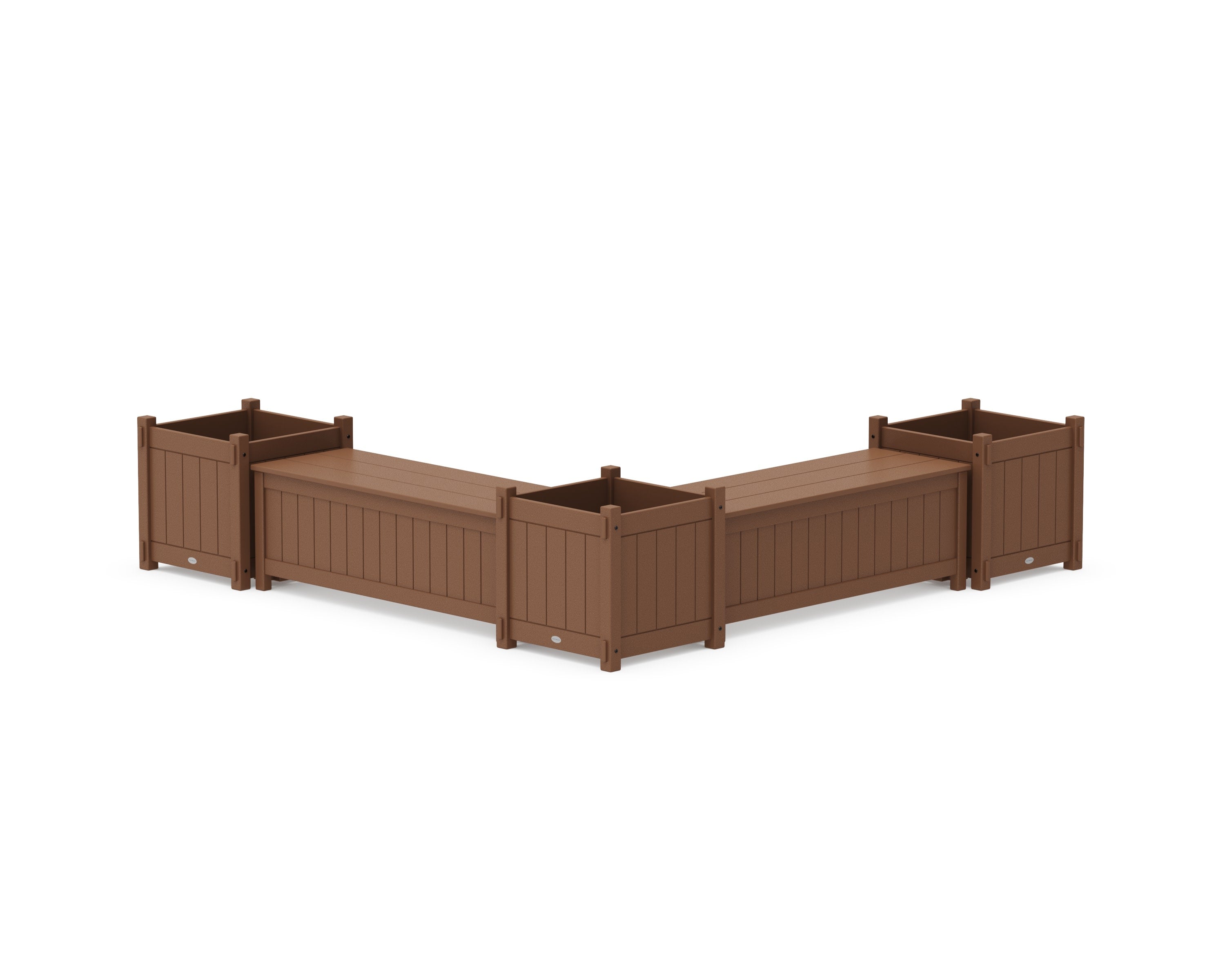 48" Vineyard L- Shaped Planter Storage Bench Corner Set- Large in Teak