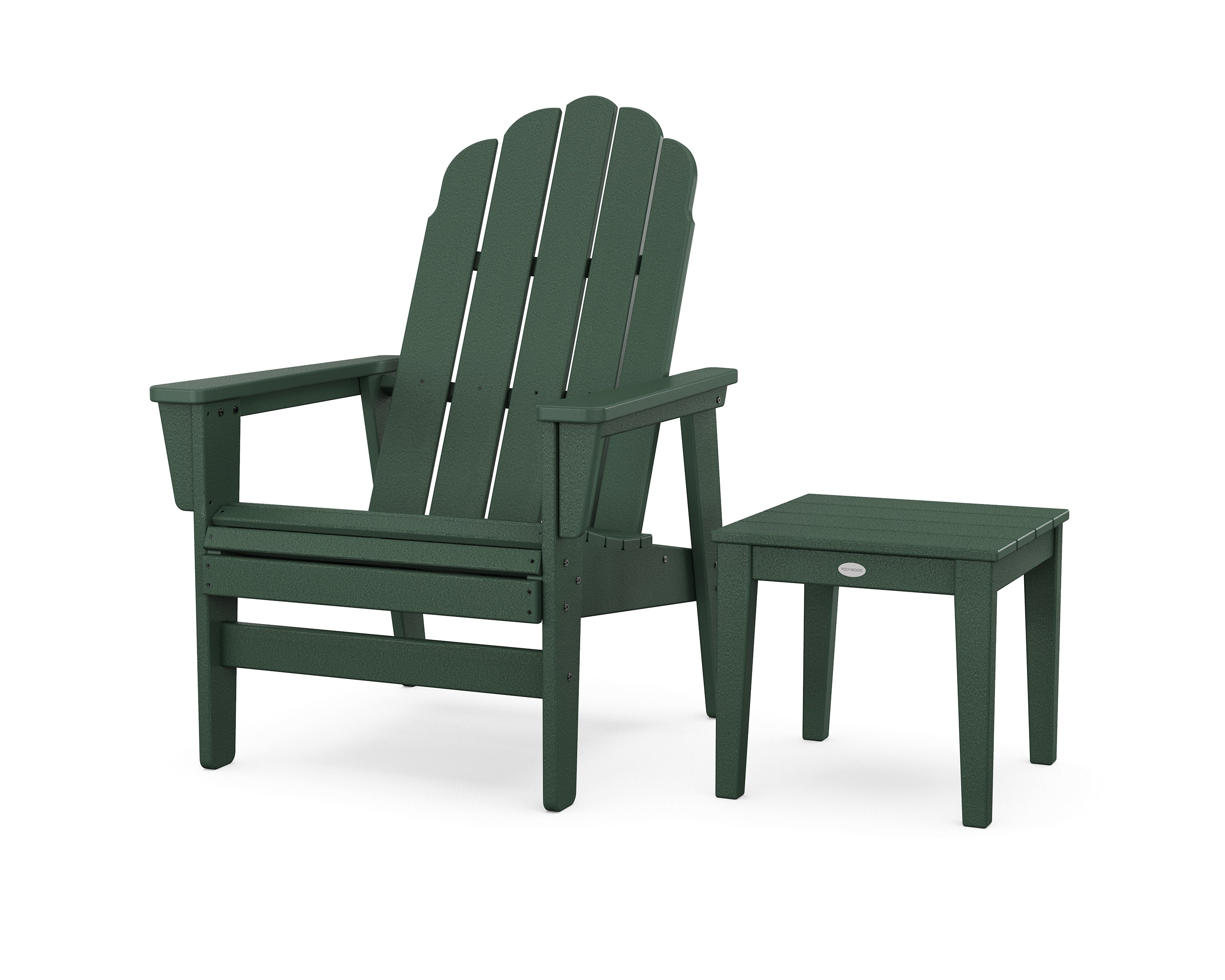 Vineyard Grand Upright Adirondack Chair with Side Table in Green
