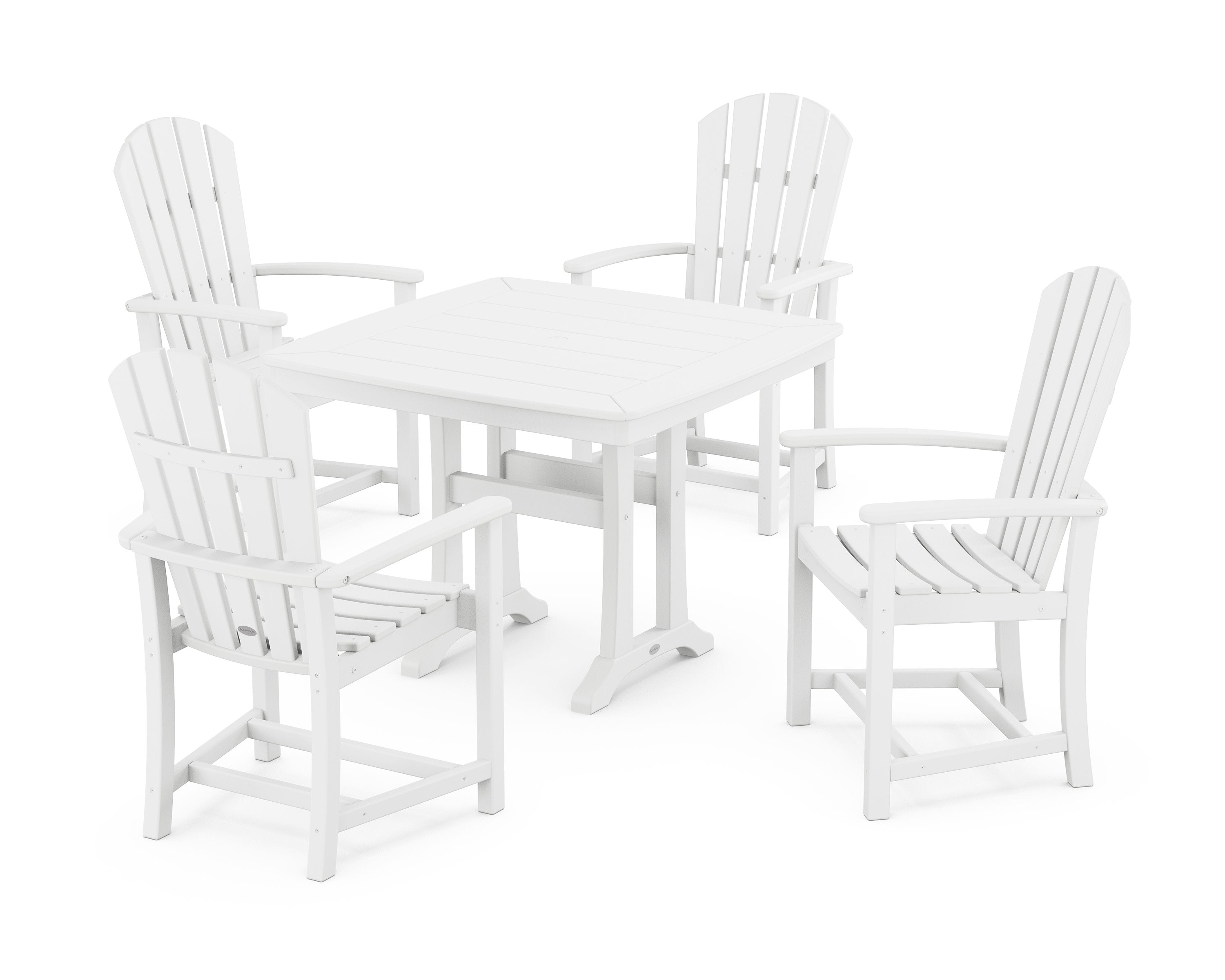 Palm Coast 5-Piece Dining Set with Trestle Legs in White