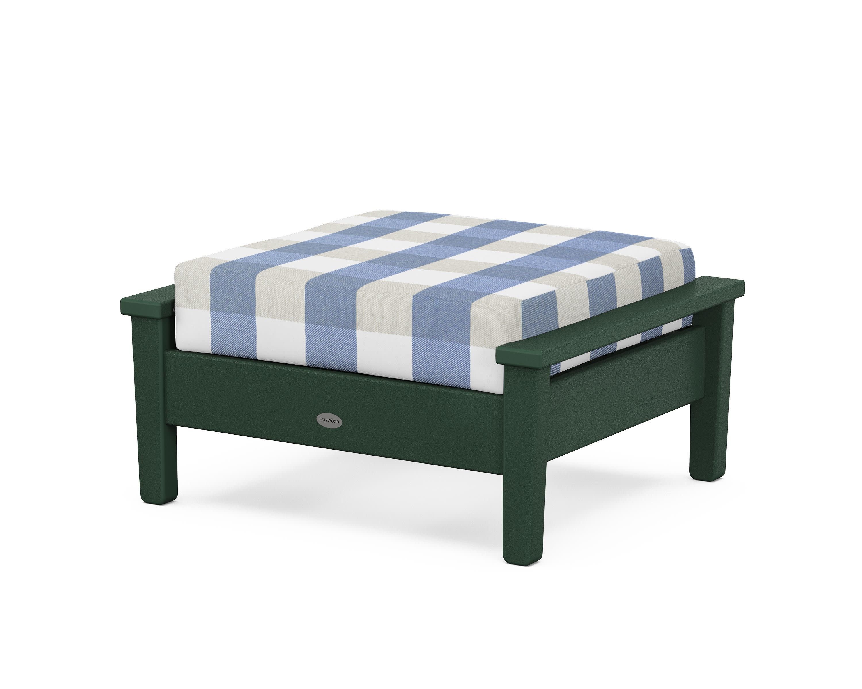Prescott Deep Seating Ottoman in Green / Buffalo Plaid Sky Blue