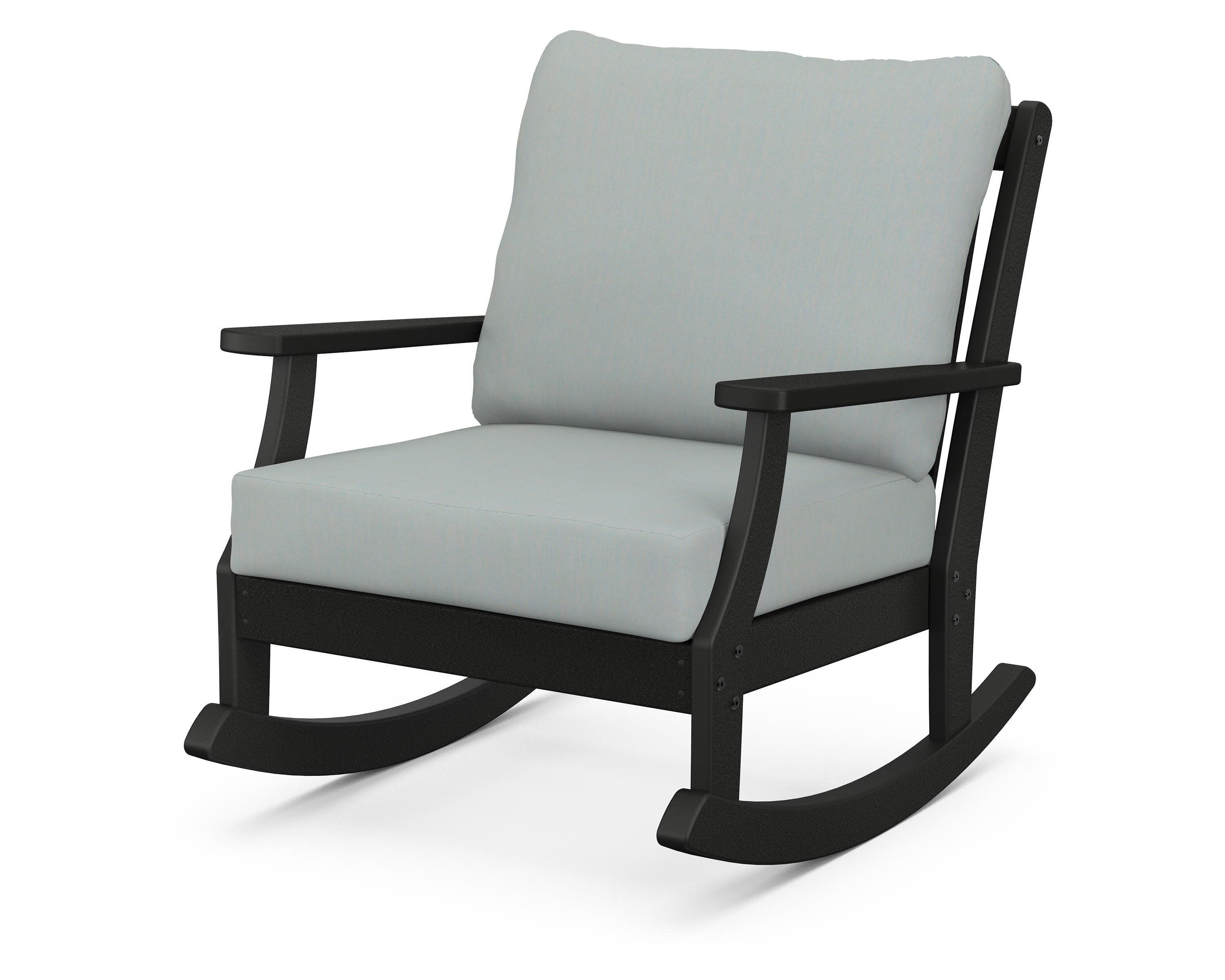 Braxton Deep Seating Rocking Chair in Black / Spa
