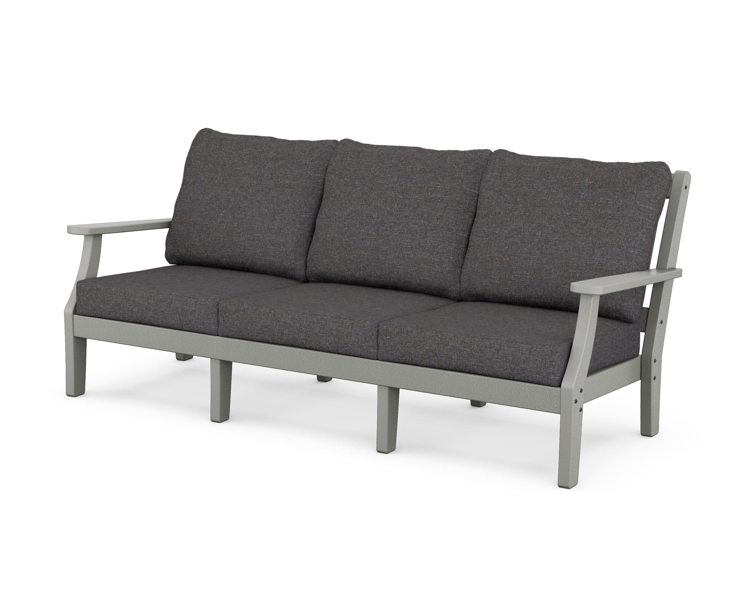 Chinoiserie Deep Seating Sofa in Slate Grey / Ash Charcoal
