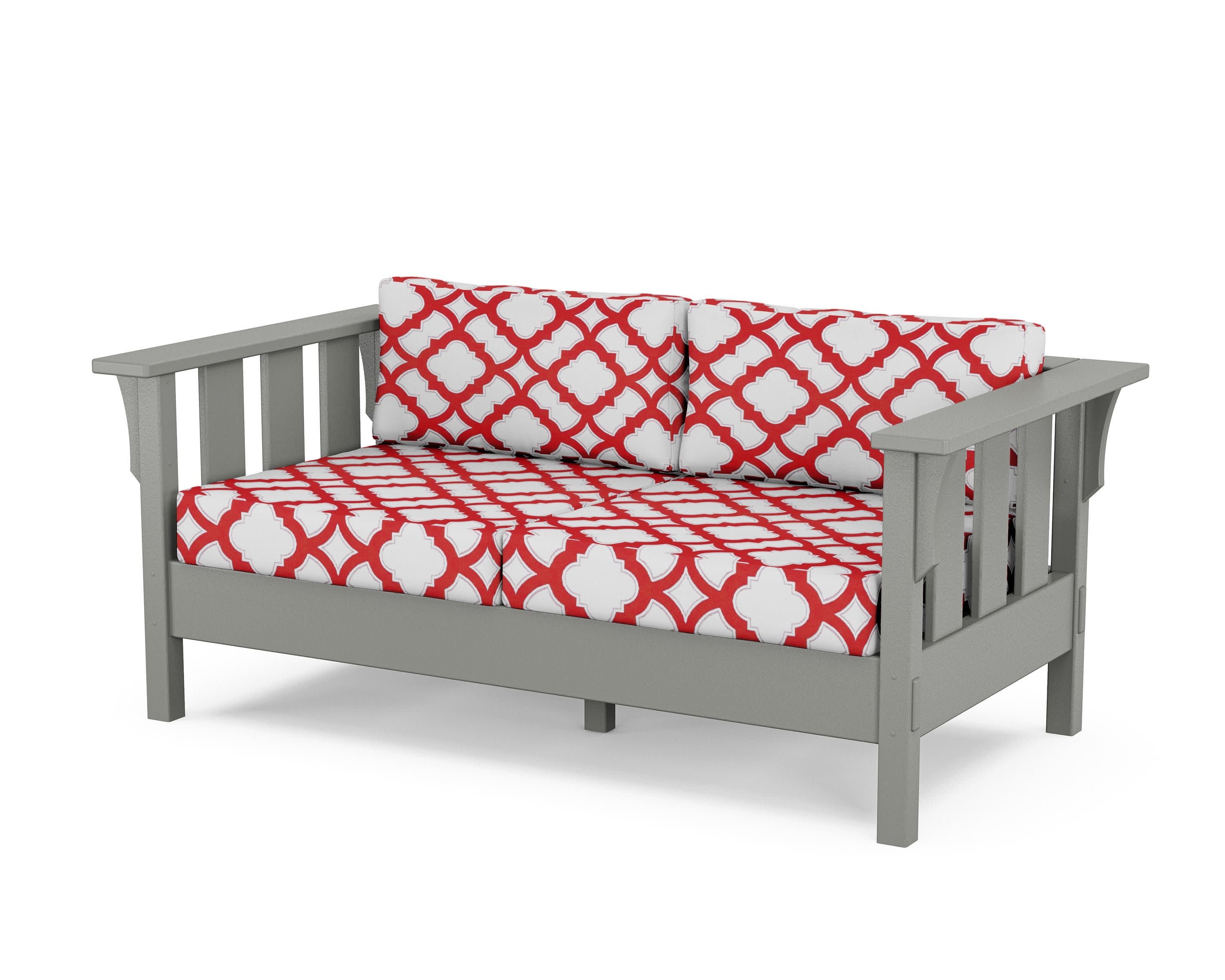 Acadia Deep Seating Loveseat in Slate Grey / Trellis Crimson