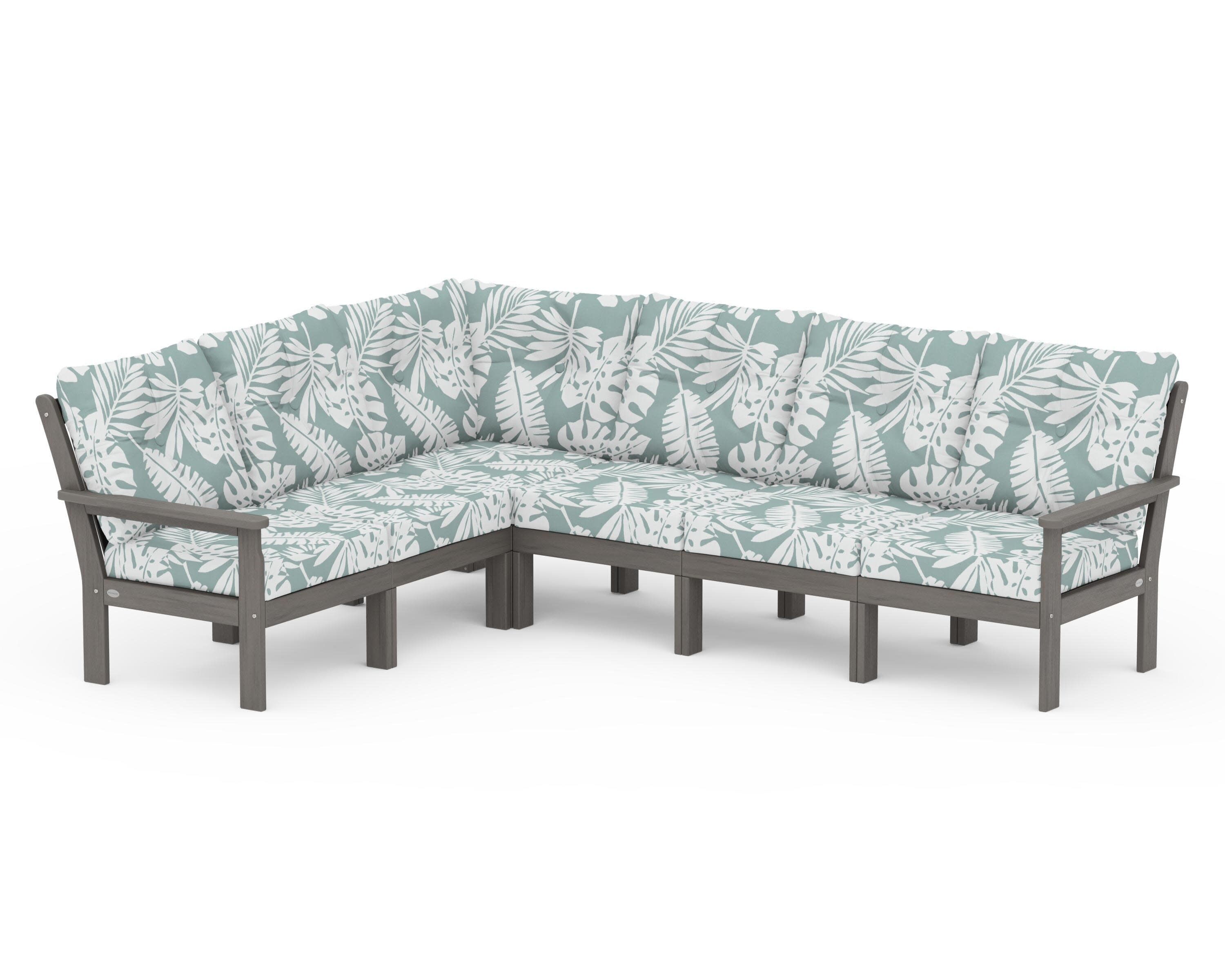 Vineyard 6-Piece Sectional in Driftwood / Leaf Glacier Spa